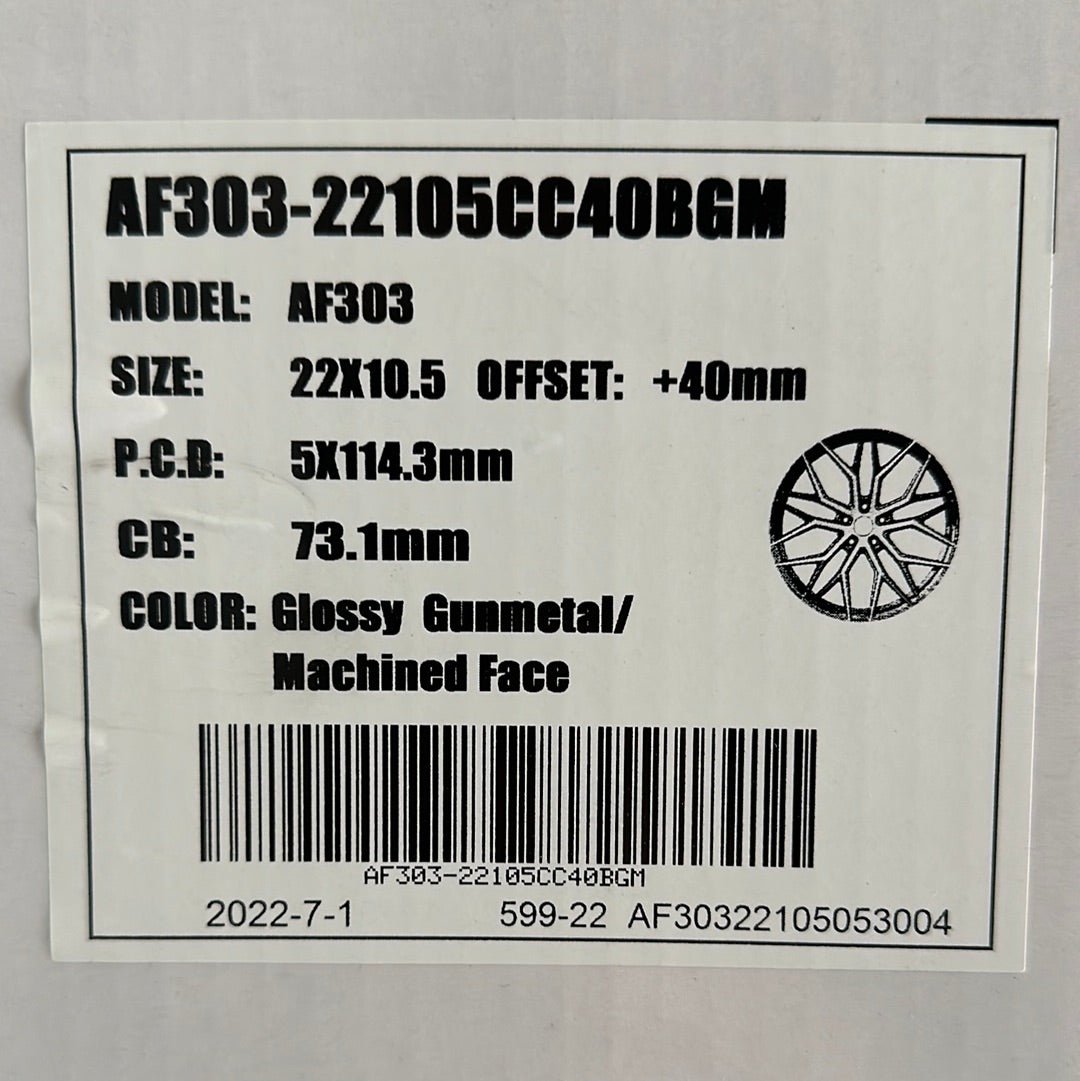 AF303 22x10.5 5X114.3 GLOSS GUNMETAL MACHINED FACE