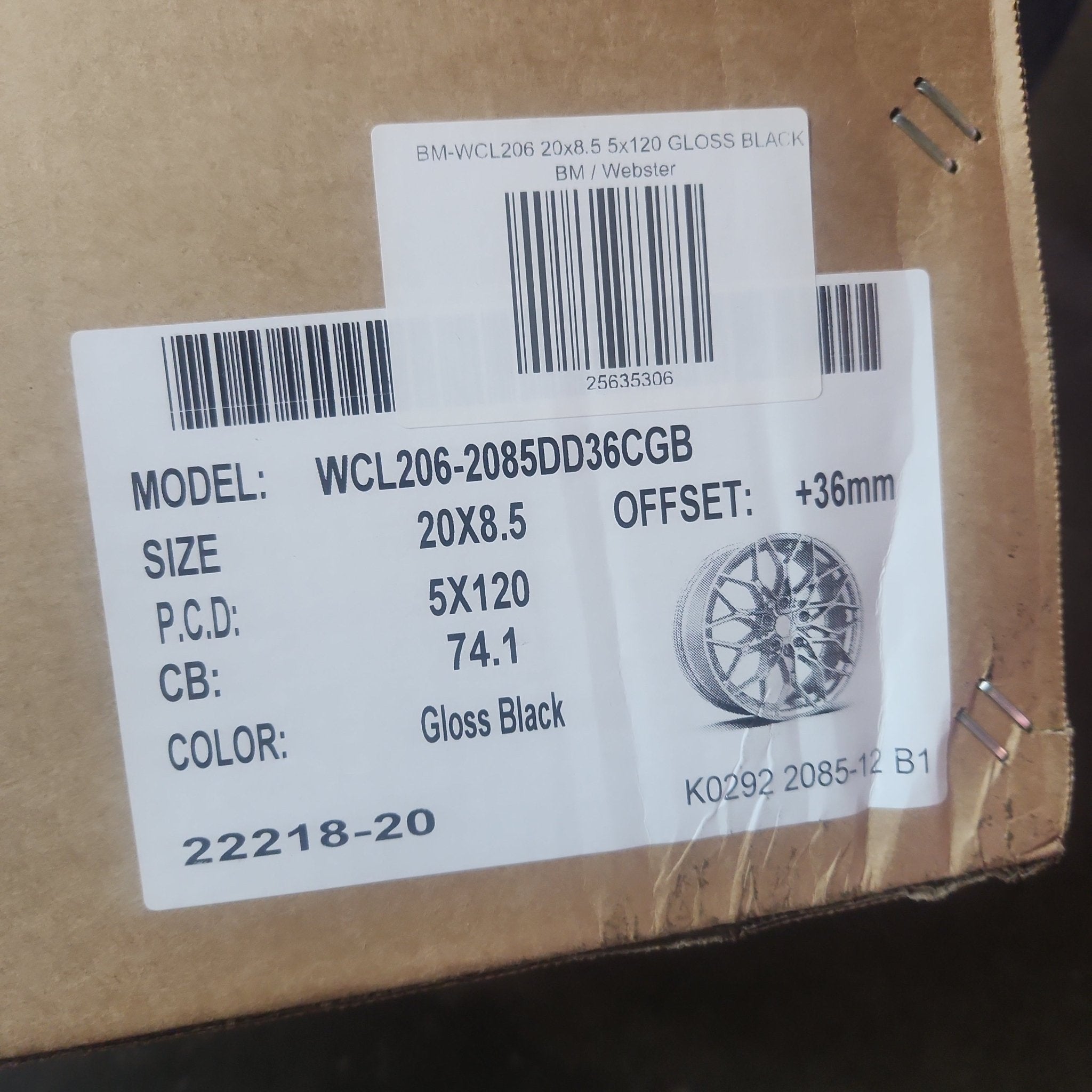 WCL206 WHEELS 20x8.5 5x120 GLOSS BLACK - Gun Hill Tire House (WTW - WHOLESALE TIRES & WHEELS)