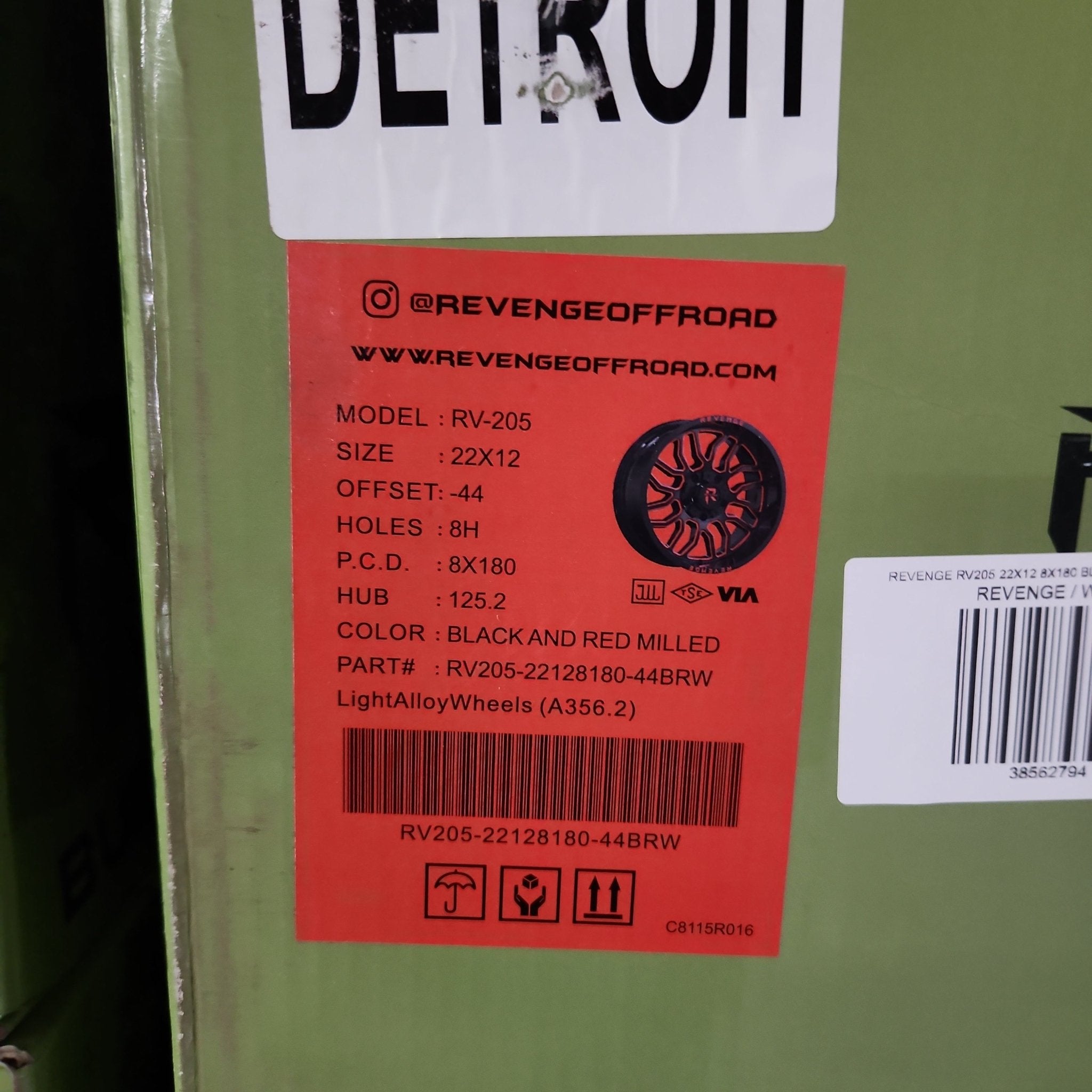 REVENGE RV - 205 22X12 8X180 BLACK AND RED MILLED - Gun Hill Tire House (WTW - WHOLESALE TIRES & WHEELS)