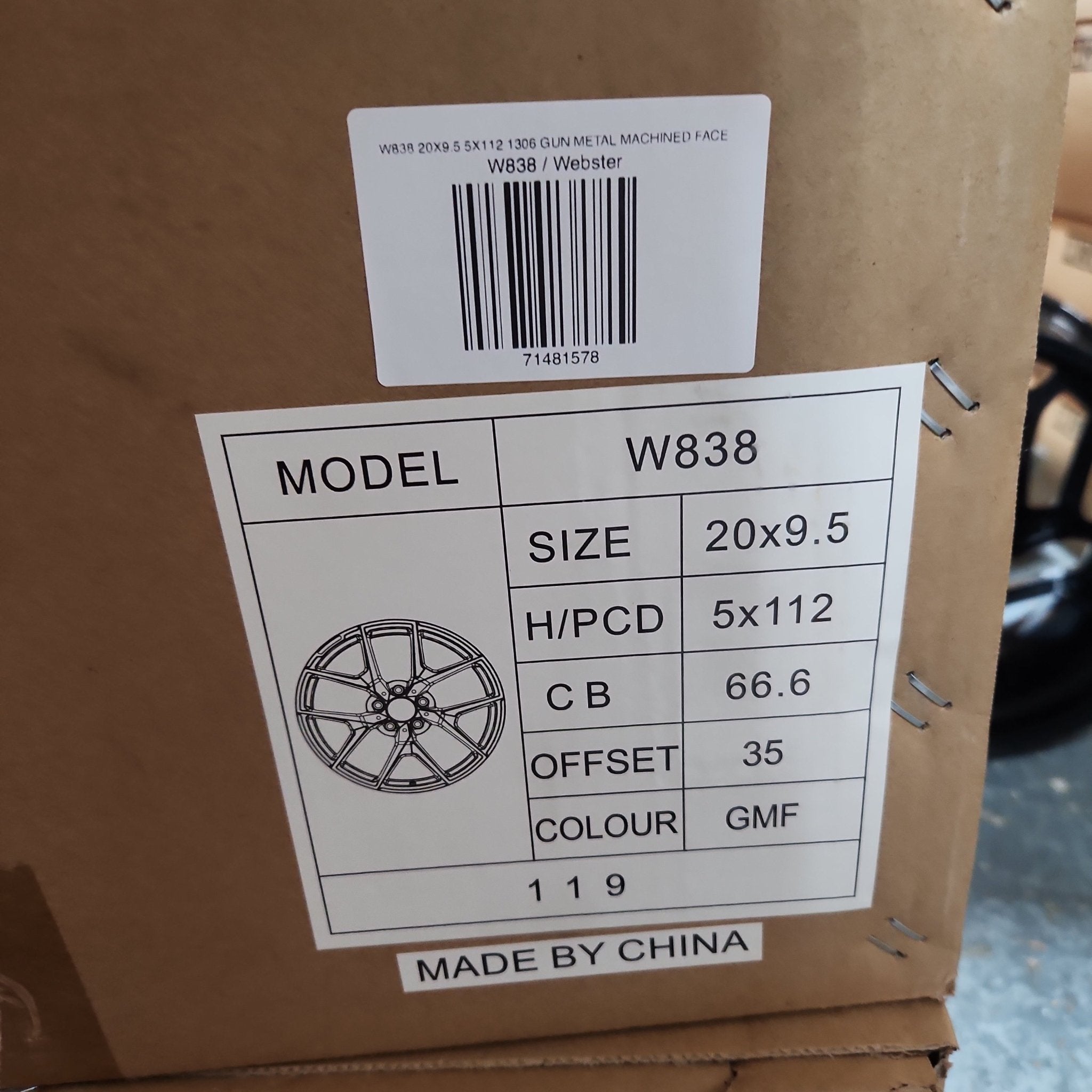 W838 20X9.5 5X112 1306 GUN METAL MACHINED FACE - Gun Hill Tire House (WTW - WHOLESALE TIRES & WHEELS)