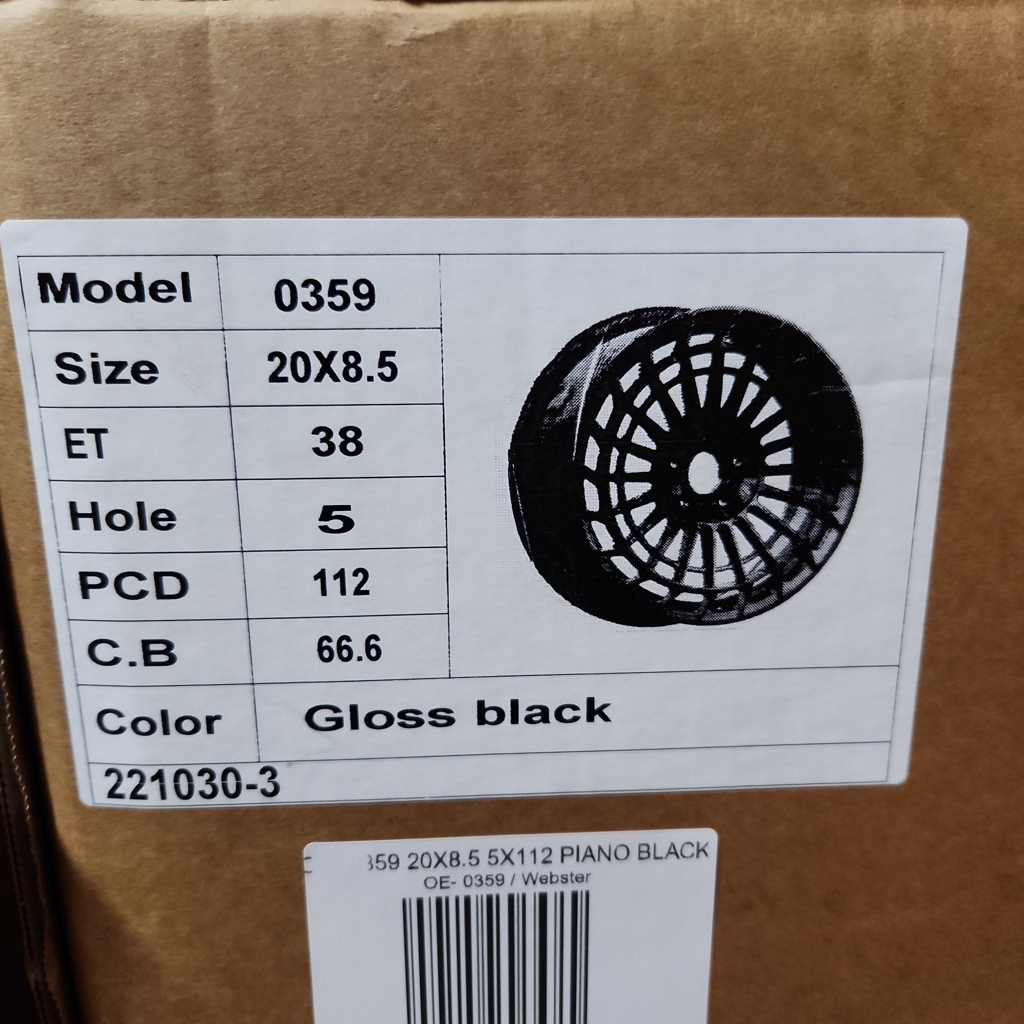 OE - 0359 20X8.5 5X112 PIANO BLACK - Gun Hill Tire House (WTW - WHOLESALE TIRES & WHEELS)