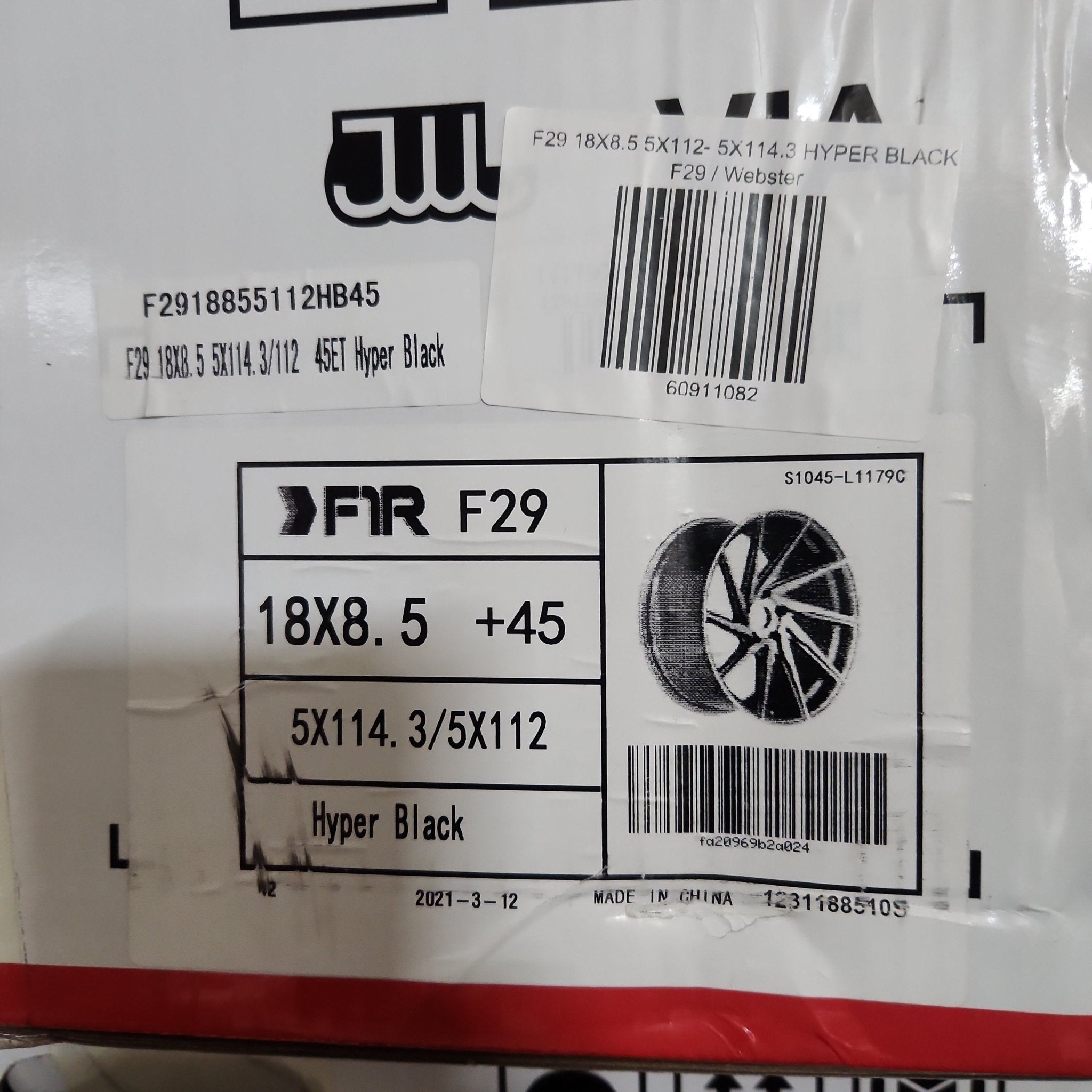 F1R F29 18X8.5 5X112 - 5X114.3 HYPER BLACK - Gun Hill Tire House (WTW - WHOLESALE TIRES & WHEELS)