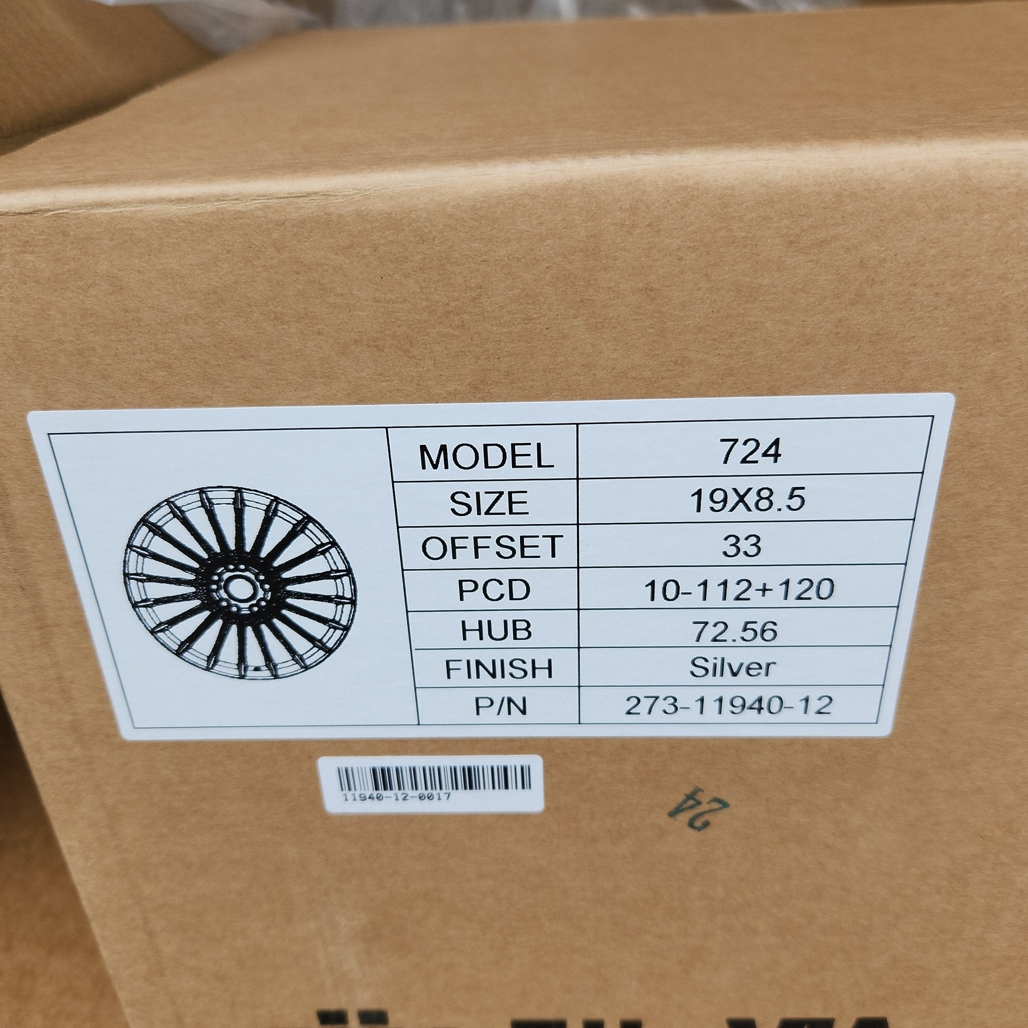 724 19X8.5 5X112 - 5X120 SILVER - Gun Hill Tire House (WTW - WHOLESALE TIRES & WHEELS)