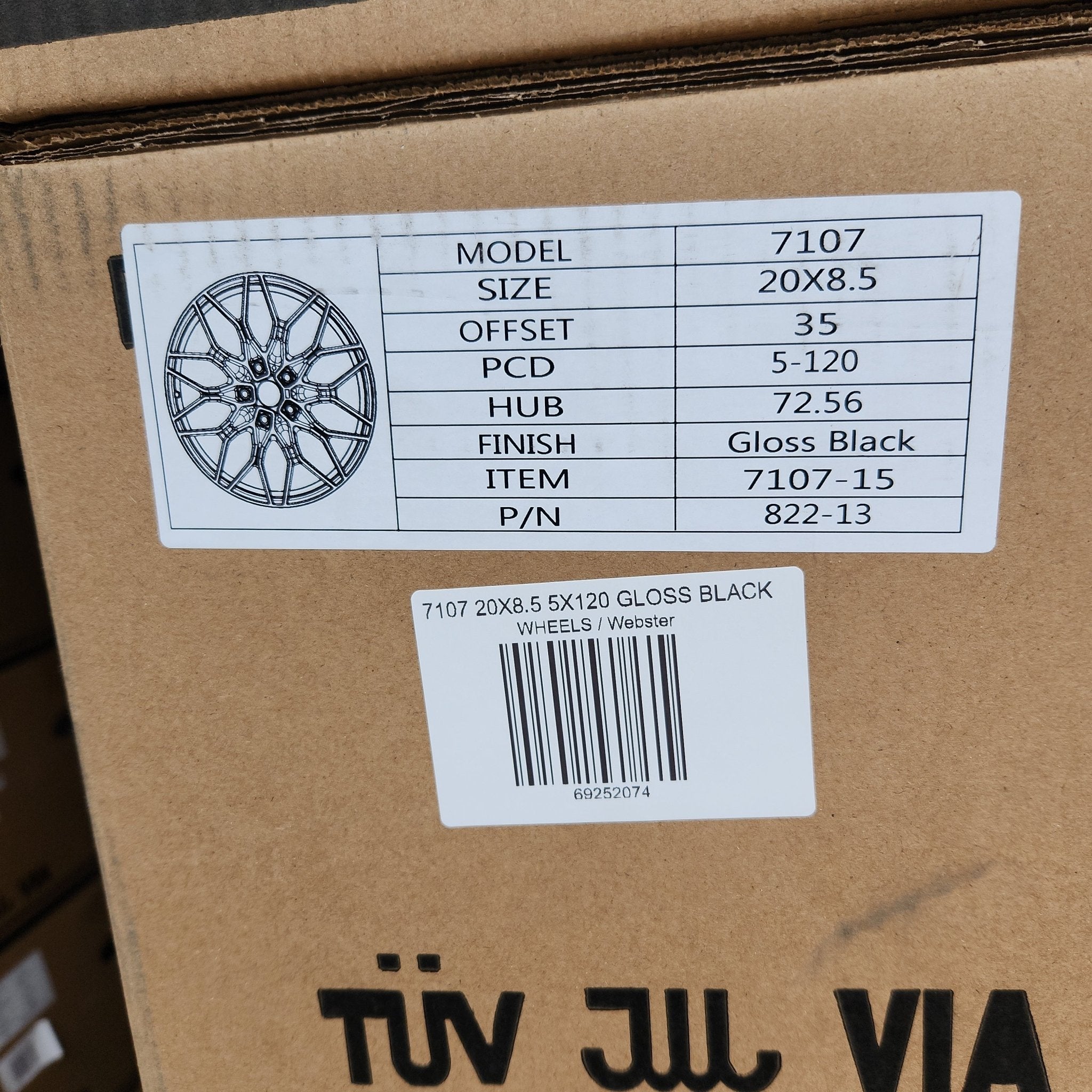 7107 20X8.5 5X120 GLOSS BLACK - Gun Hill Tire House (WTW - WHOLESALE TIRES & WHEELS)