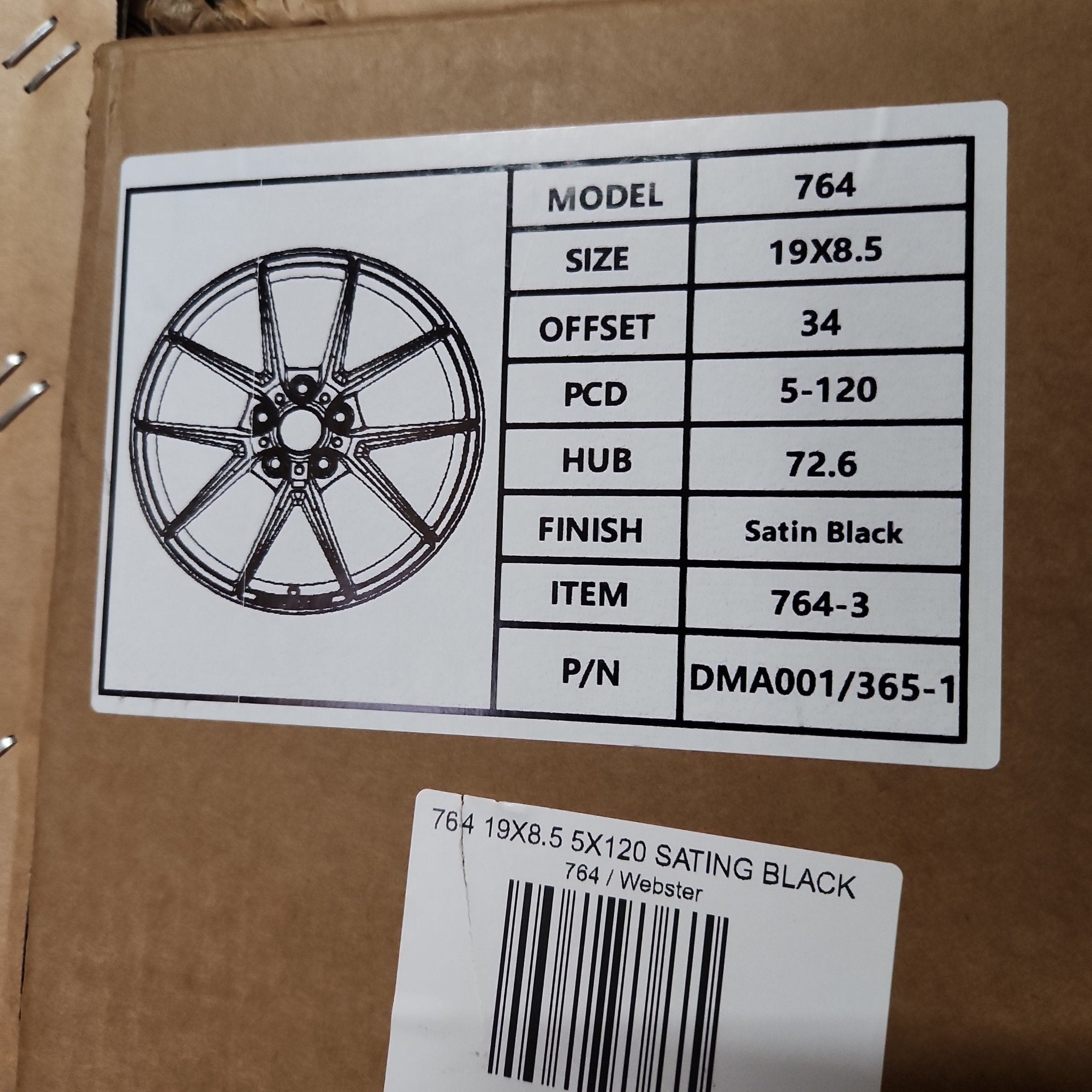 764 19X8.5 5X120 SATIN BLACK - Gun Hill Tire House (WTW - WHOLESALE TIRES & WHEELS)