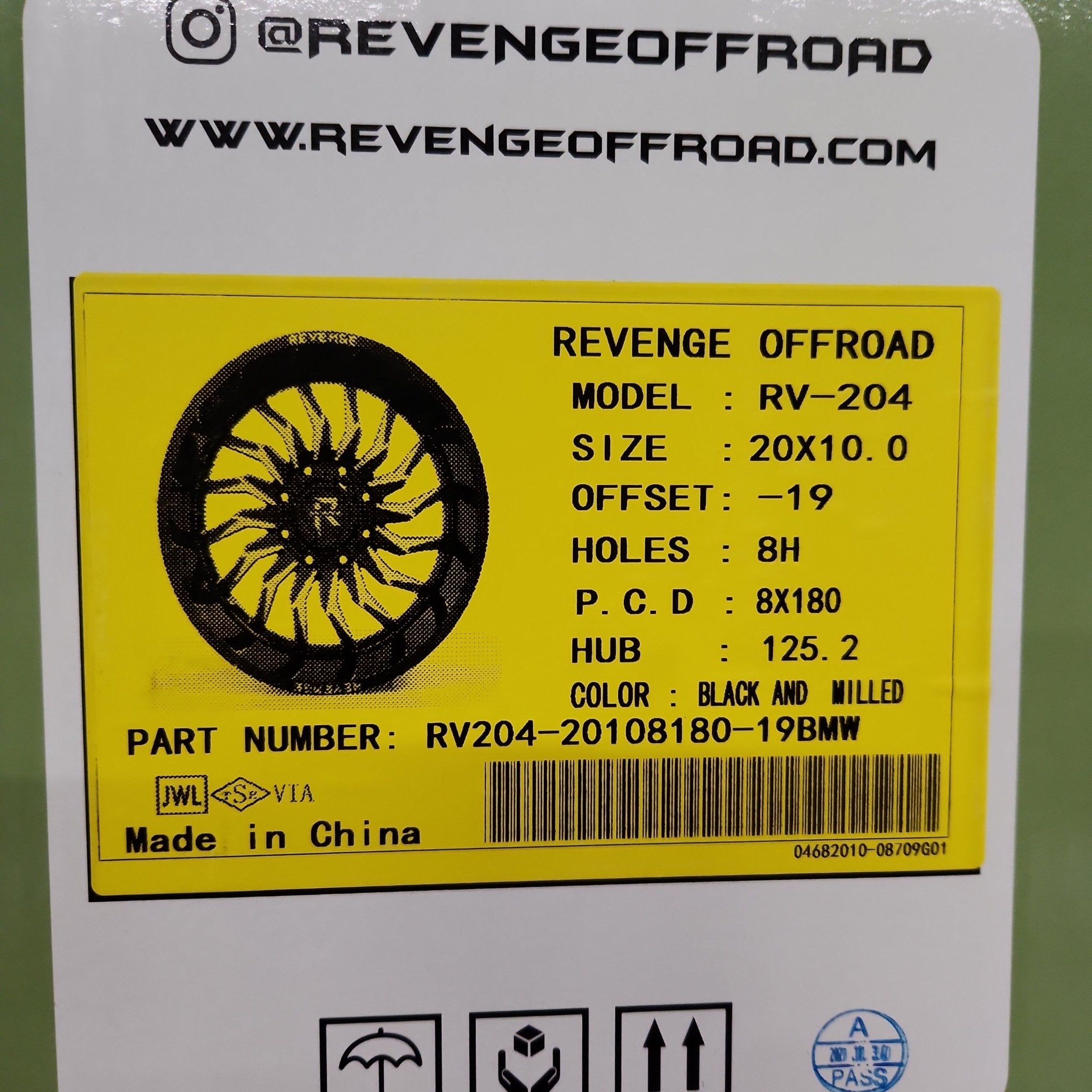 REVENGE RV - 204 20X10 8X180 BLACK AND MILLED - Gun Hill Tire House (WTW - WHOLESALE TIRES & WHEELS)