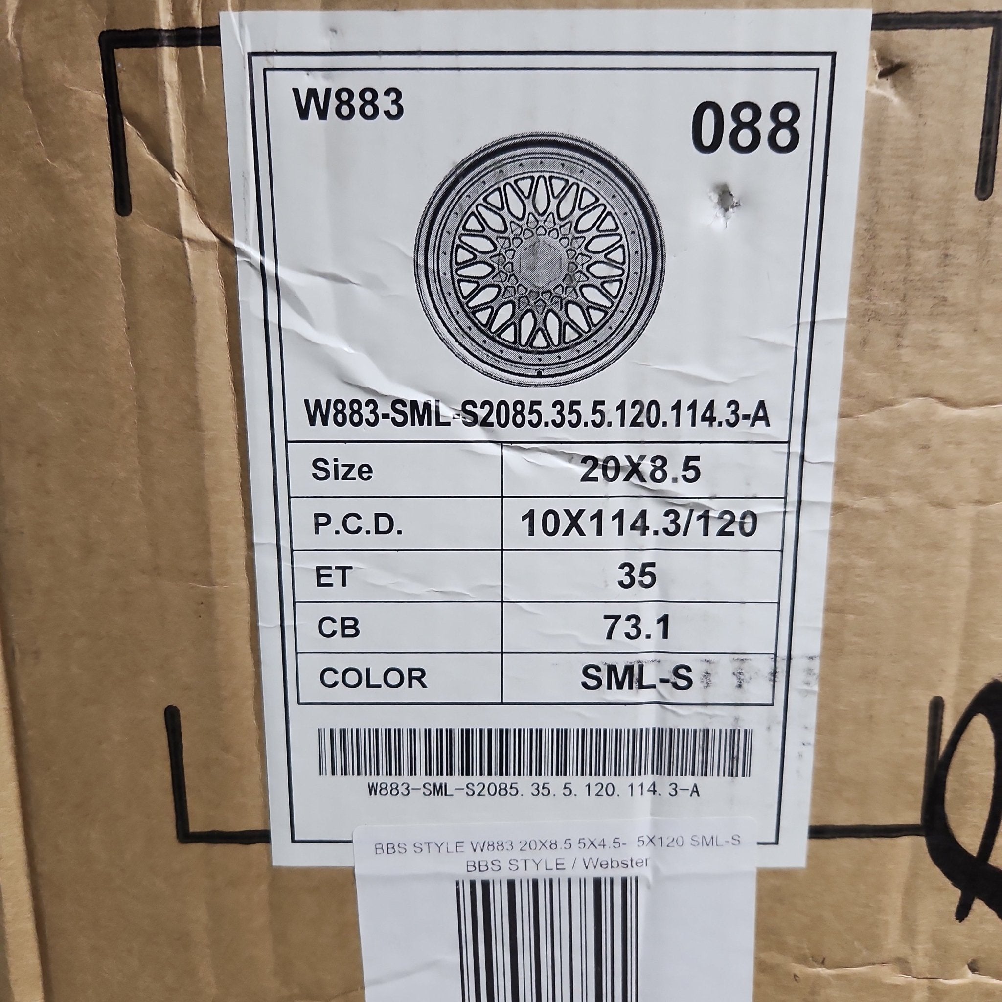 W883 WHEELS20X8.5 5X4.5 - 5X120 SML - S - Gun Hill Tire House (WTW - WHOLESALE TIRES & WHEELS)