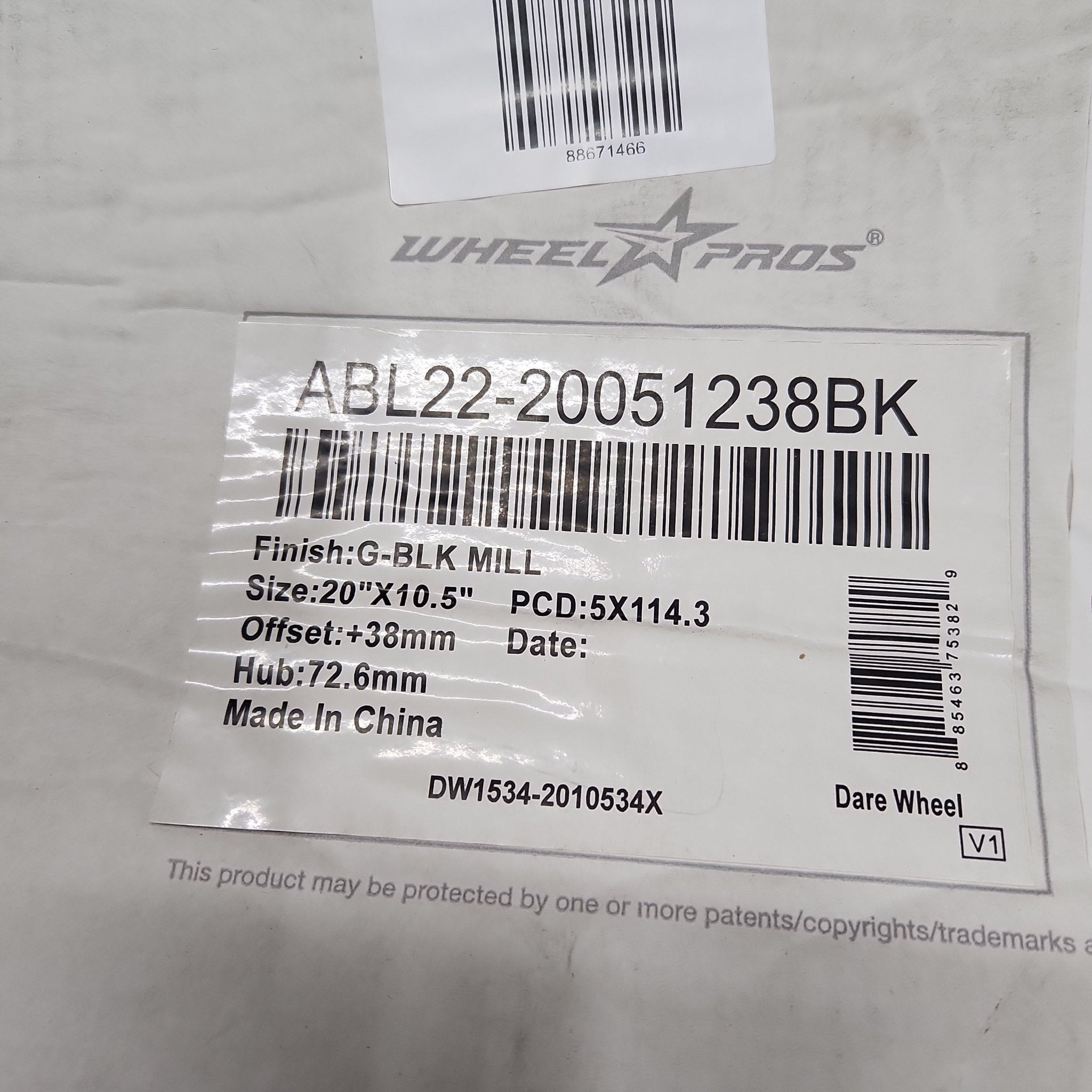 WP - ABL22 WHEELS 20X10.5 5X114.3 GLOSS BLACK - Gun Hill Tire House (WTW - WHOLESALE TIRES & WHEELS)