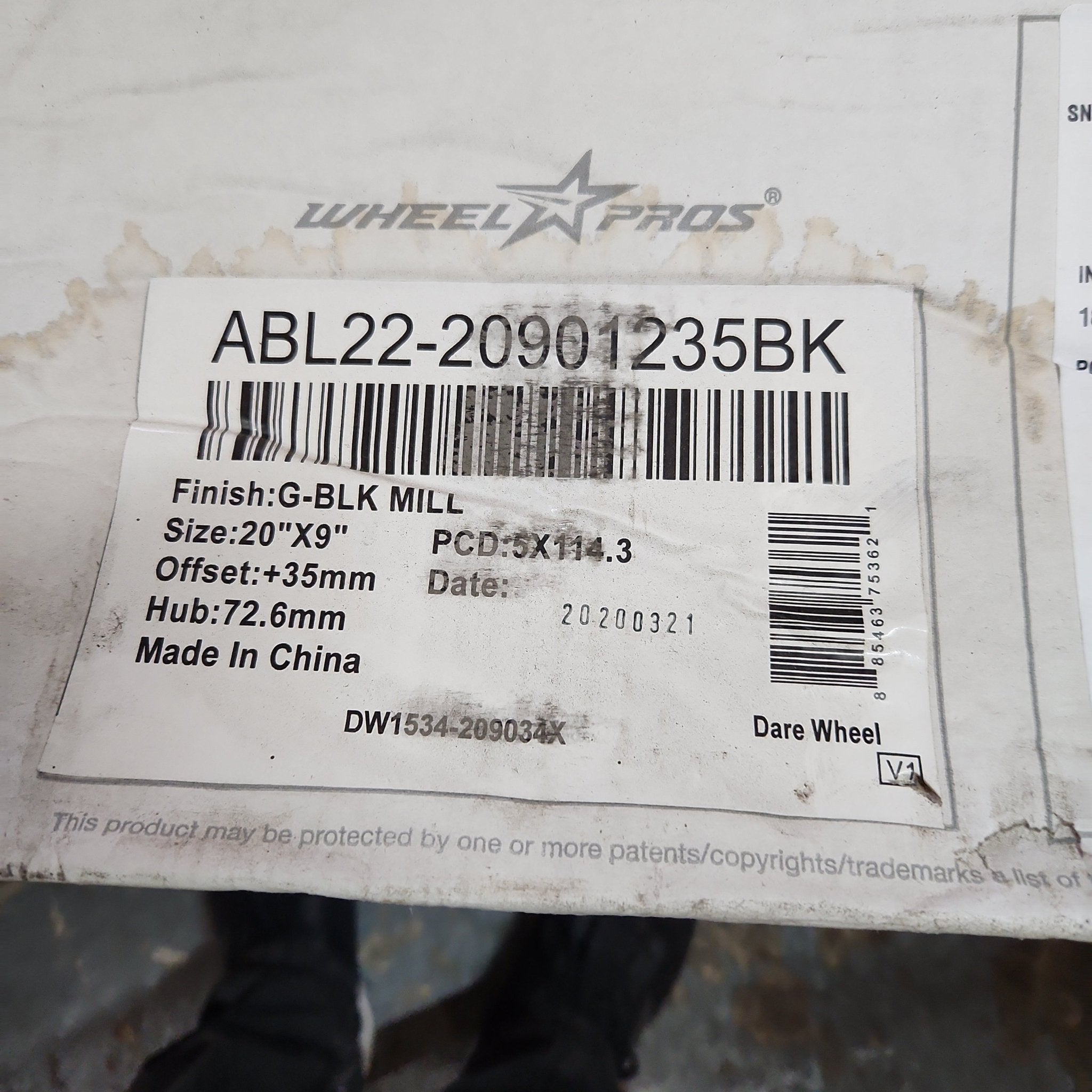 WP - ABL22 WHEELS 20X9.0 5X114.3 GLOSS BLACK - Gun Hill Tire House (WTW - WHOLESALE TIRES & WHEELS)