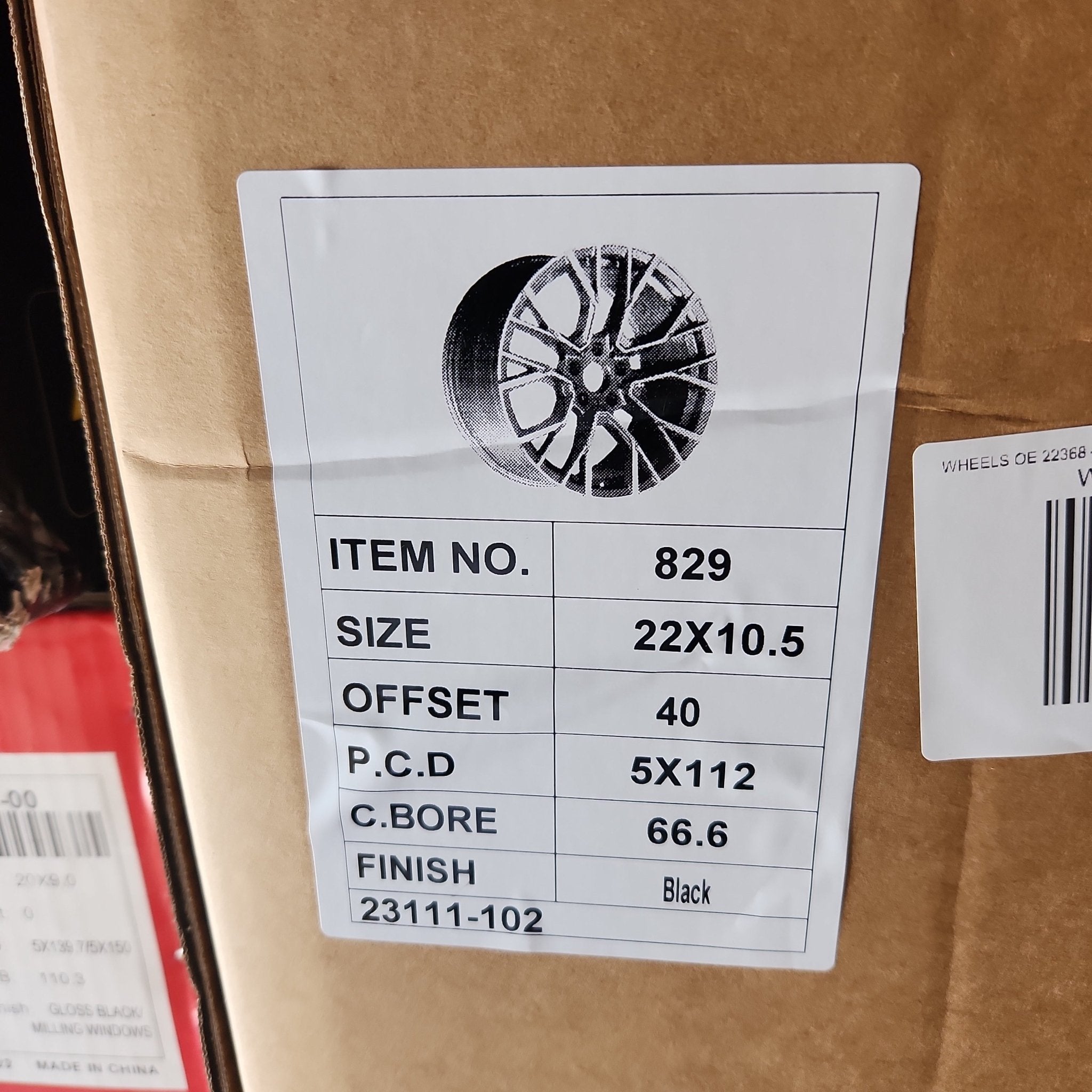 OE - 22368 - 5 809M 829 BH2002 22x10.5 5x112 @PIANO BLACK - Gun Hill Tire House (WTW - WHOLESALE TIRES & WHEELS)