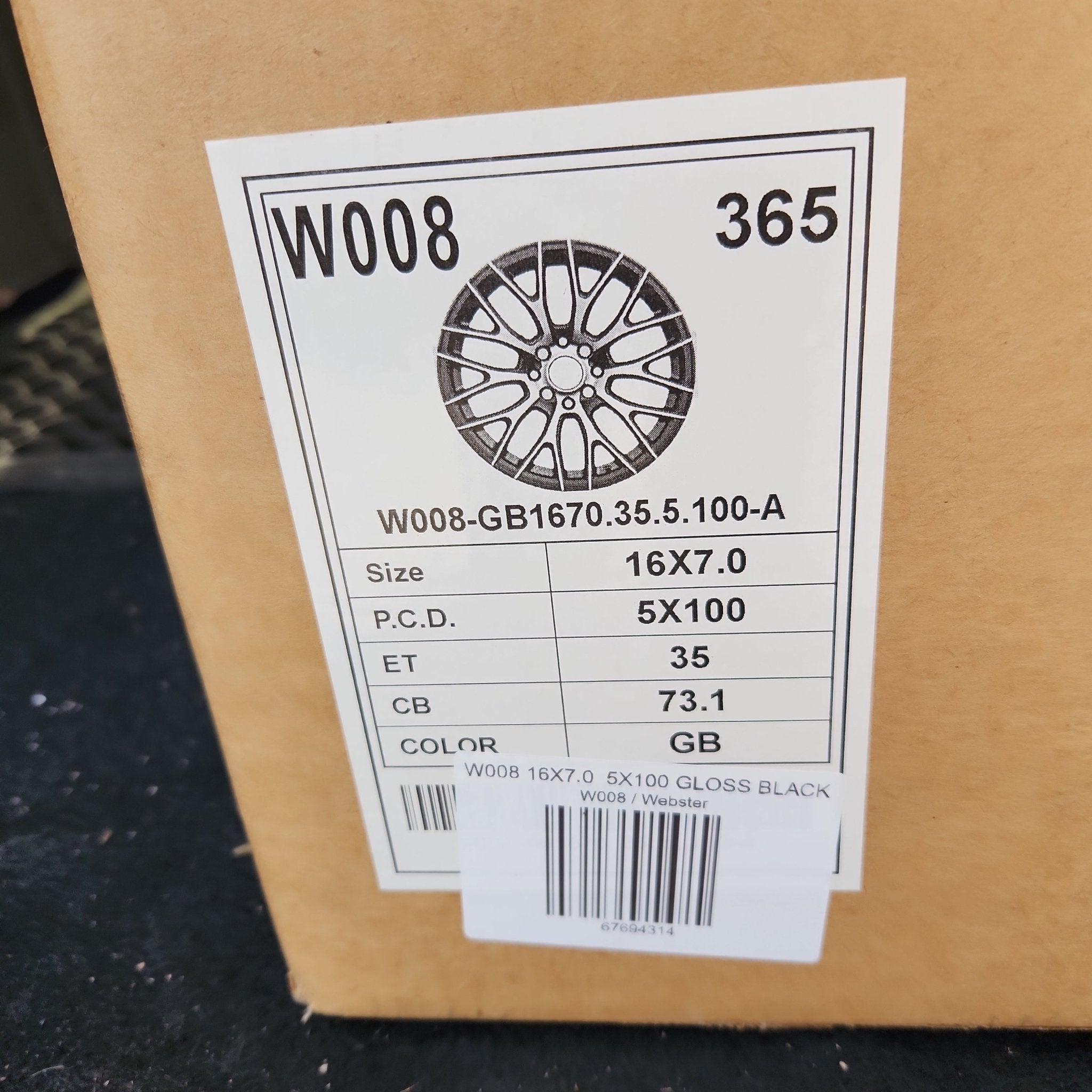 W008 16x7.0 5x100 GLOSS BLACK - Gun Hill Tire House (WTW - WHOLESALE TIRES & WHEELS)