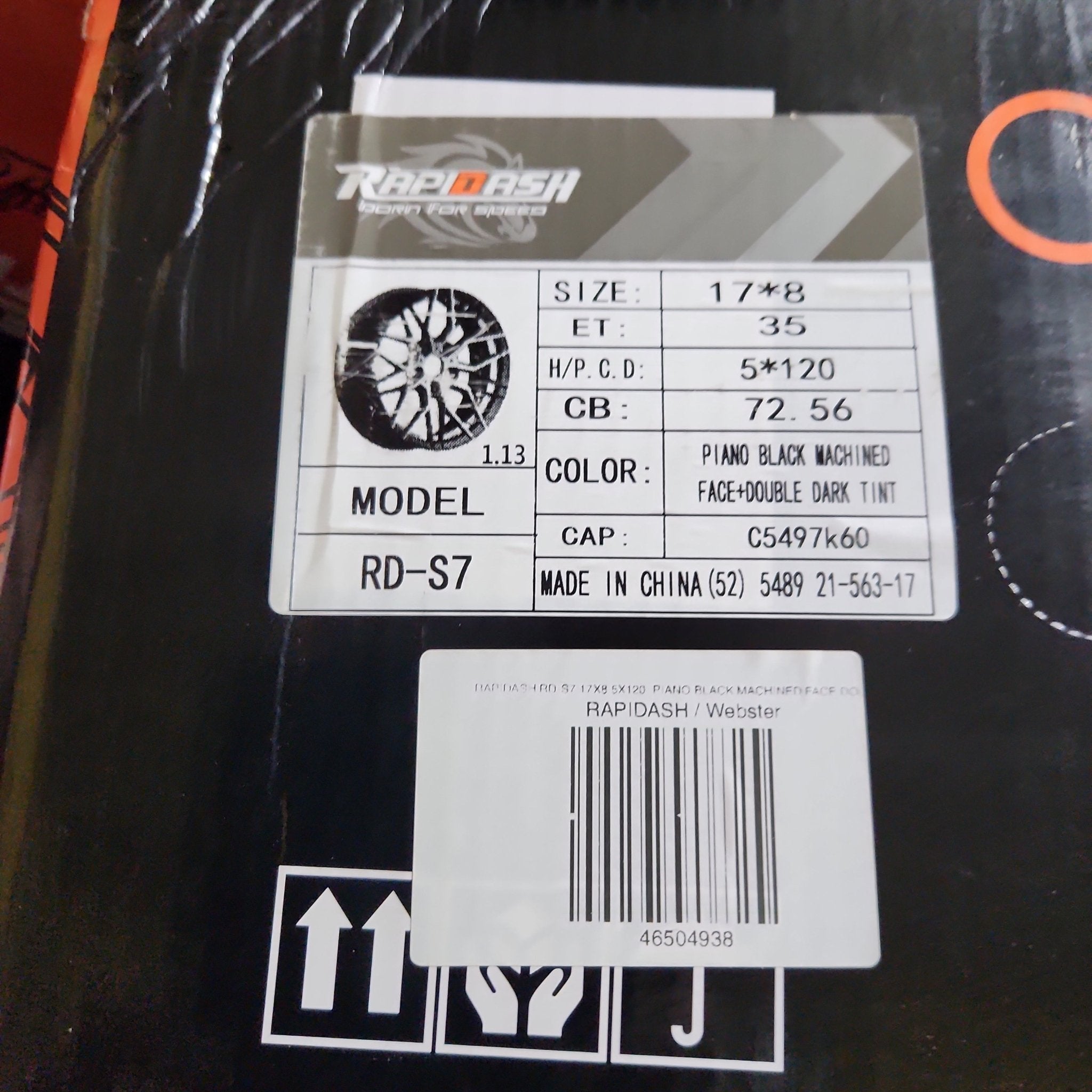 RAPIDASH RD - S7 17X8 5X120 PIANO BLACK MACHINED FACE DOUBLE DART TINT - Gun Hill Tire House (WTW - WHOLESALE TIRES & WHEELS)