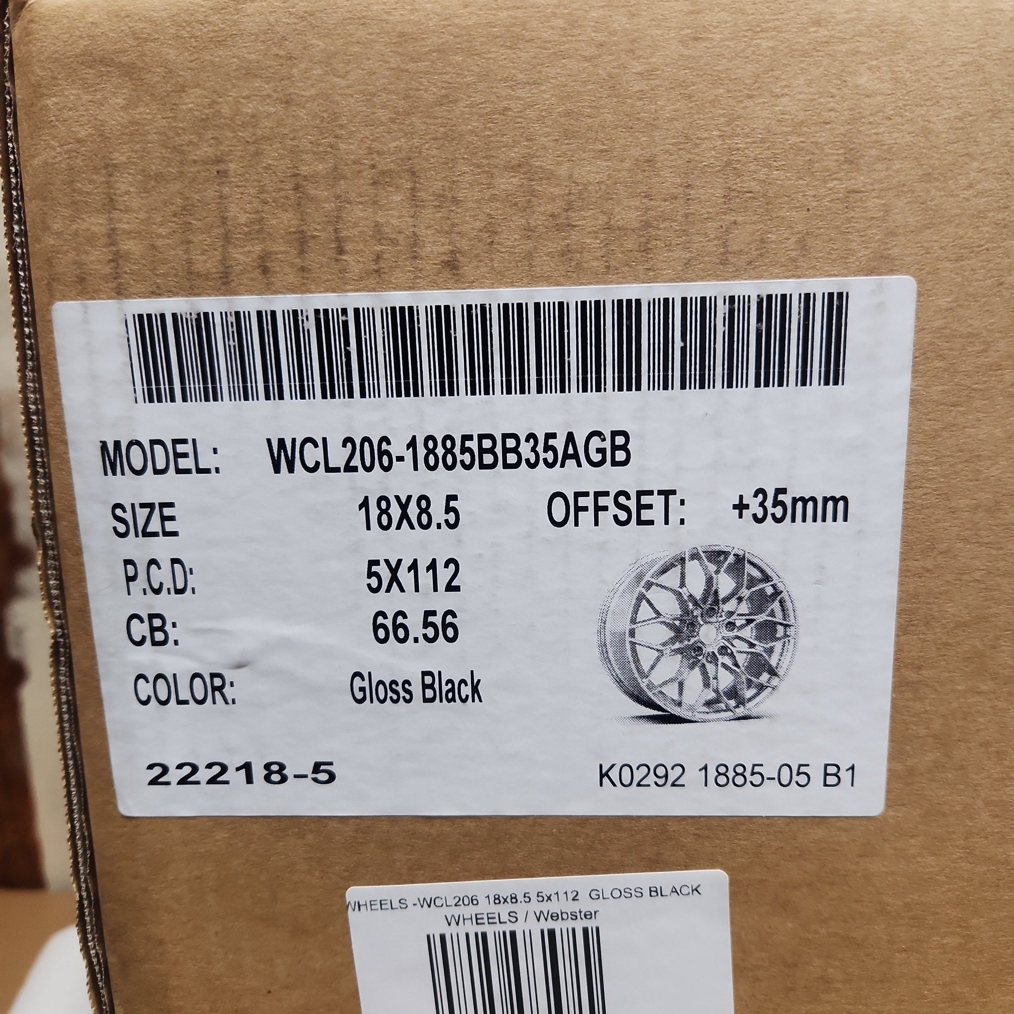 WCL206 WHEELS 18x8.5 5x112 GLOSS BLACK - Gun Hill Tire House (WTW - WHOLESALE TIRES & WHEELS)