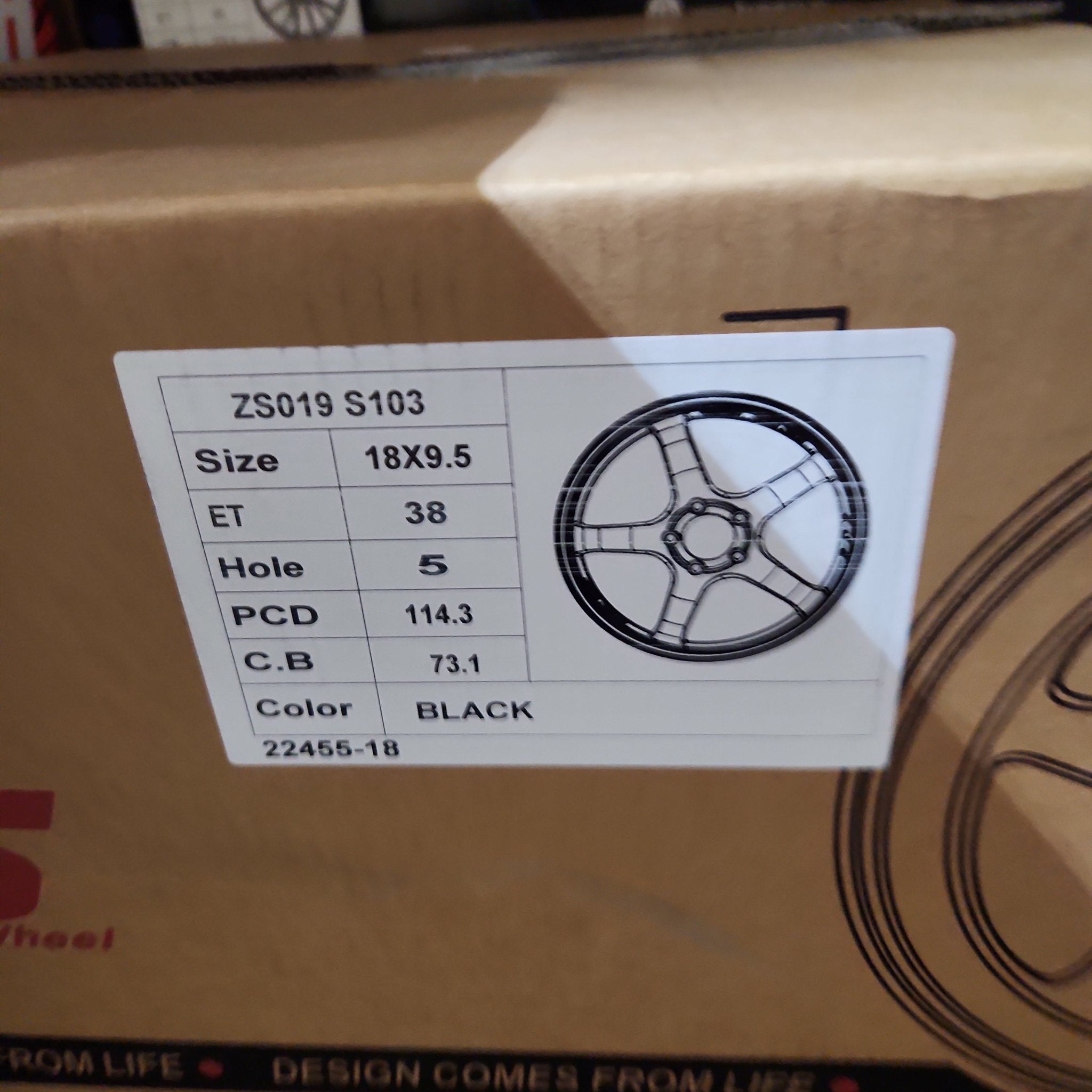 ZS019 18X9.5 5X114.3 GLOSS BLACK - Gun Hill Tire House (WTW - WHOLESALE TIRES & WHEELS)