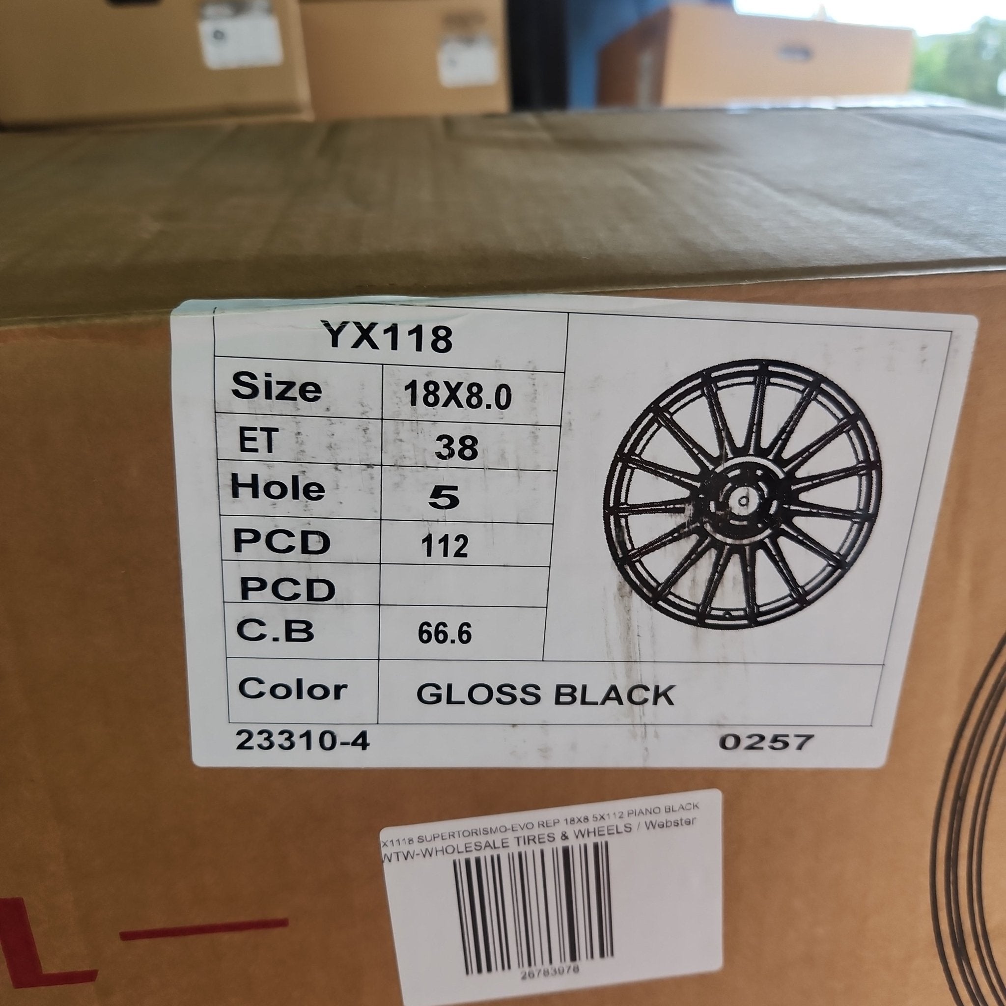 YX118 SUPERTORISMO - EVO REP 18X8 5X112 PIANO BLACK - Gun Hill Tire House (WTW - WHOLESALE TIRES & WHEELS)