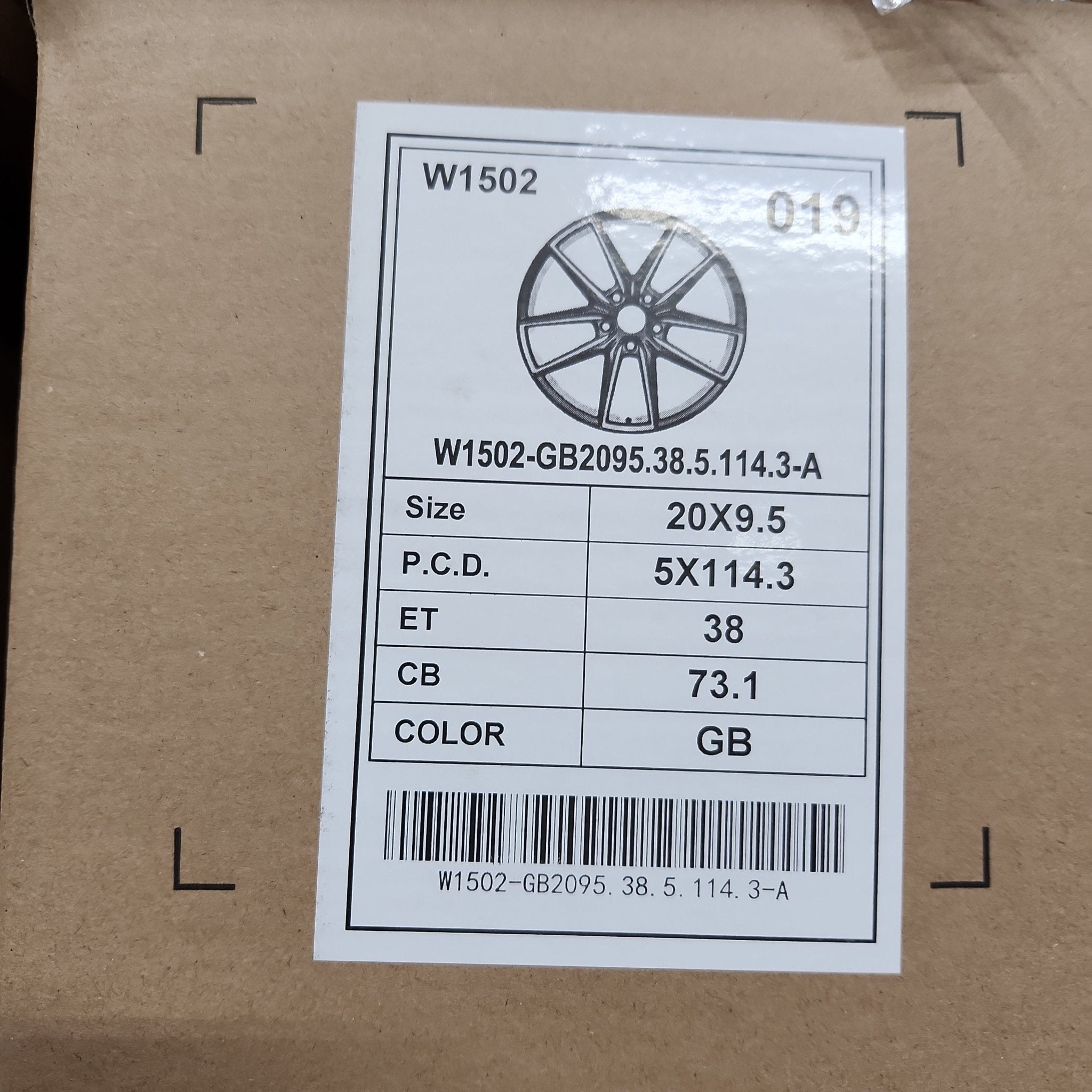 W1502 20X9.5 5X114.3 GLOSS BLACK - Gun Hill Tire House (WTW - WHOLESALE TIRES & WHEELS)