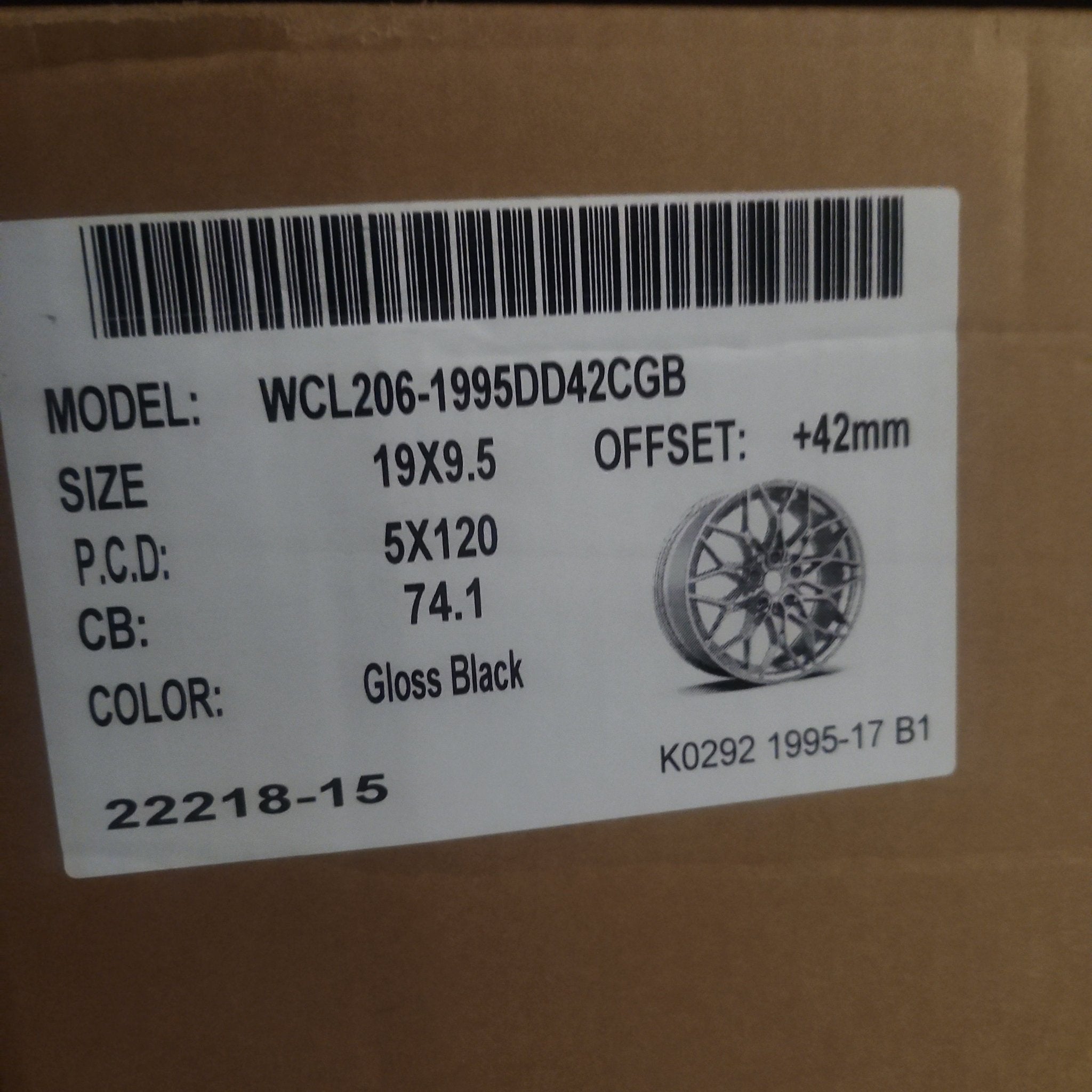 WCL206 WHEELS 19x9.5 5x120 GLOSS BLACK - Gun Hill Tire House (WTW - WHOLESALE TIRES & WHEELS)