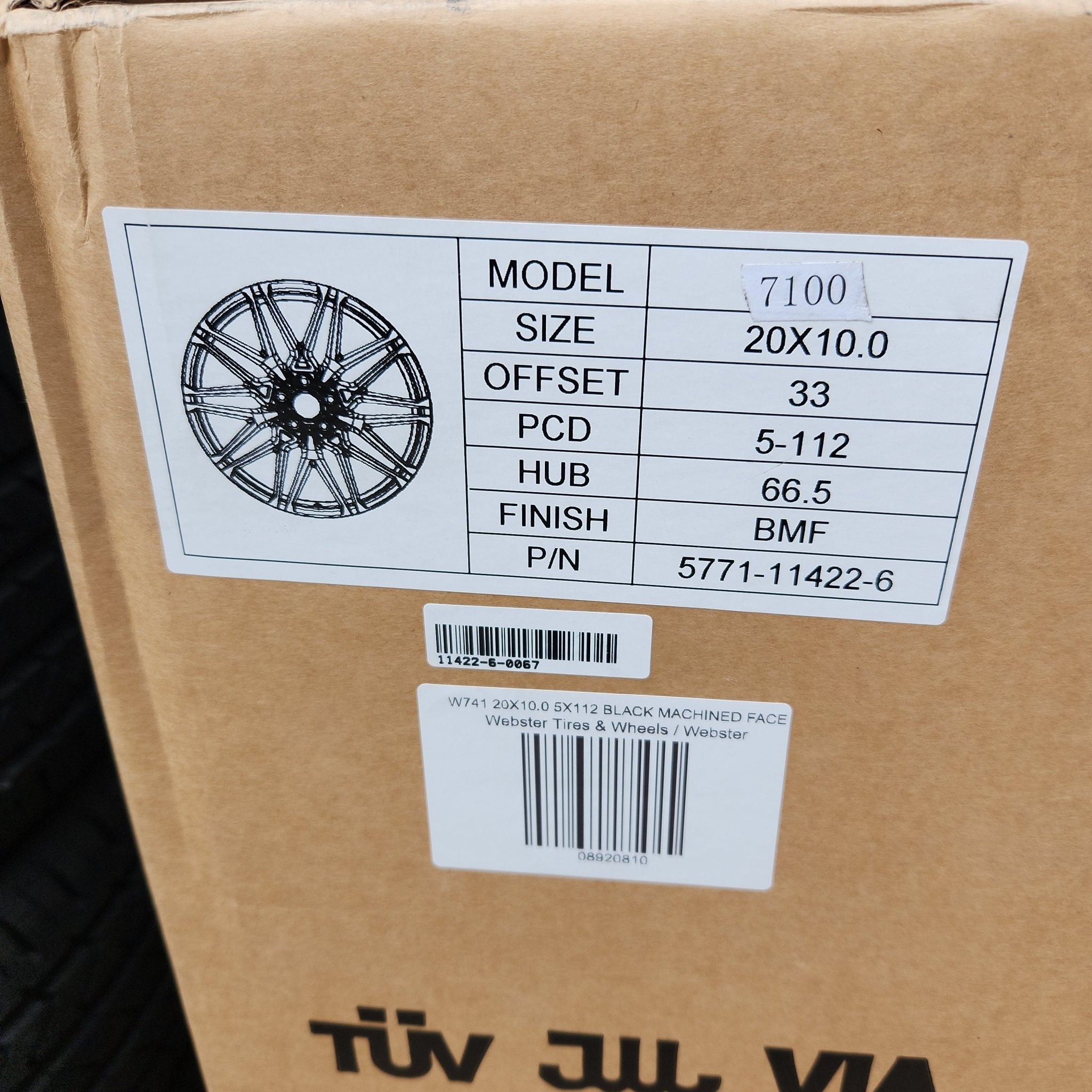 W741 WHEELS 7100 20X10.0 5X112 BLACK MACHINED FACE - Gun Hill Tire House (WTW - WHOLESALE TIRES & WHEELS)