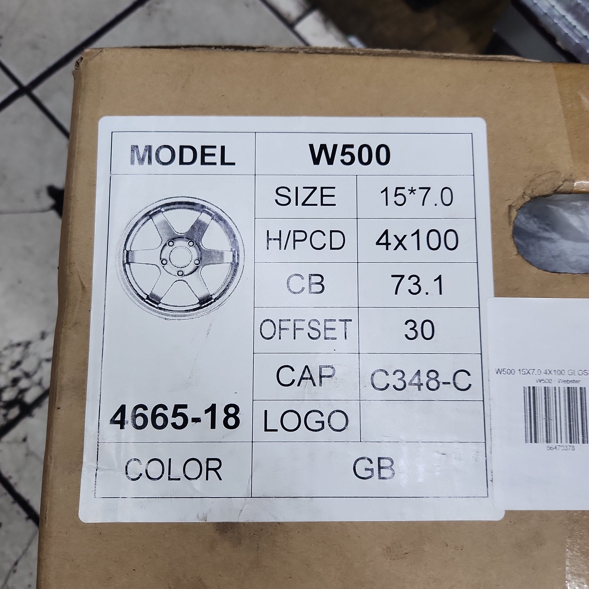 W500 15X7.0 4X100 GLOSS BLACK - Gun Hill Tire House (WTW - WHOLESALE TIRES & WHEELS)