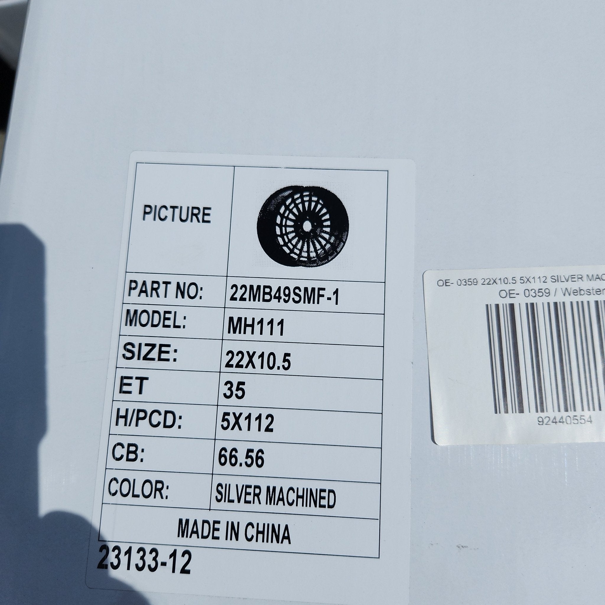 OE - 0359 22X10.5 5X112 SILVER MACHINED FACE - Gun Hill Tire House (WTW - WHOLESALE TIRES & WHEELS)