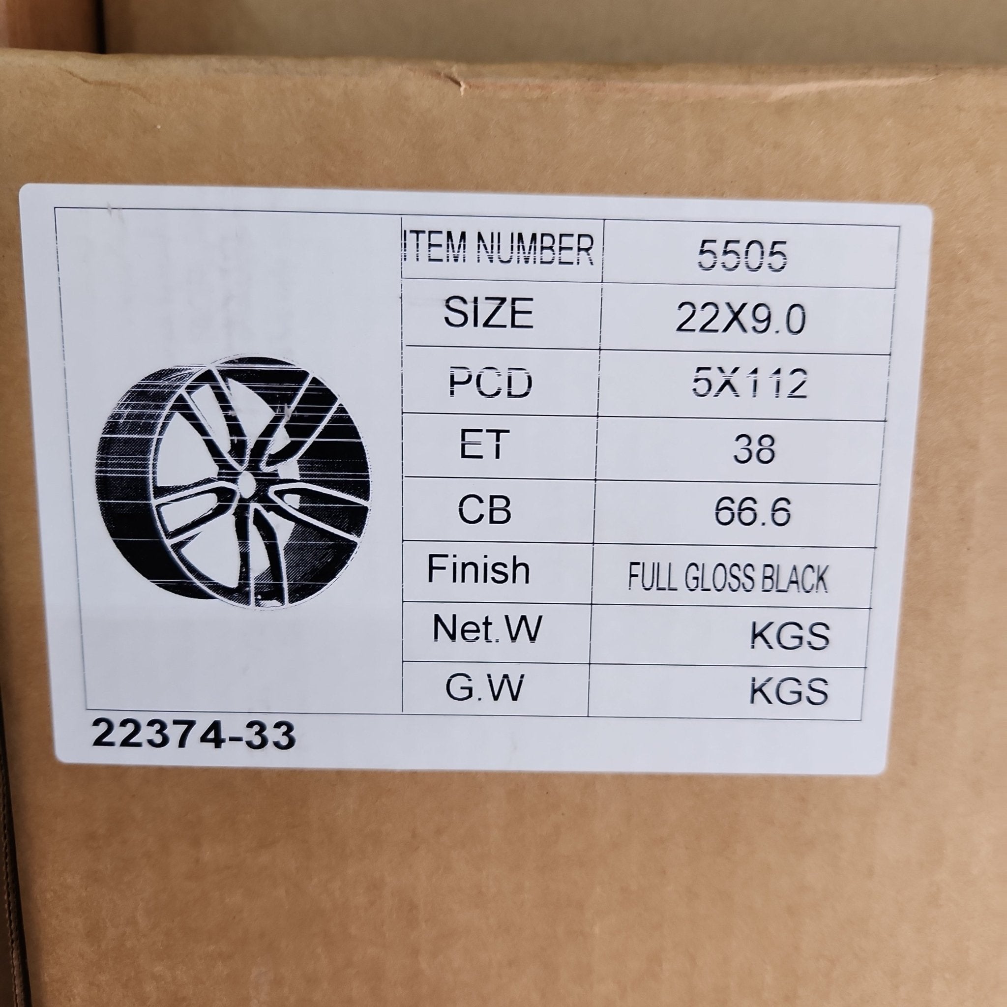 OE - 5505 5 - SPLIT SPOKE REP 22X9.0 5X112 PIANO BLACK - Gun Hill Tire House (WTW - WHOLESALE TIRES & WHEELS)