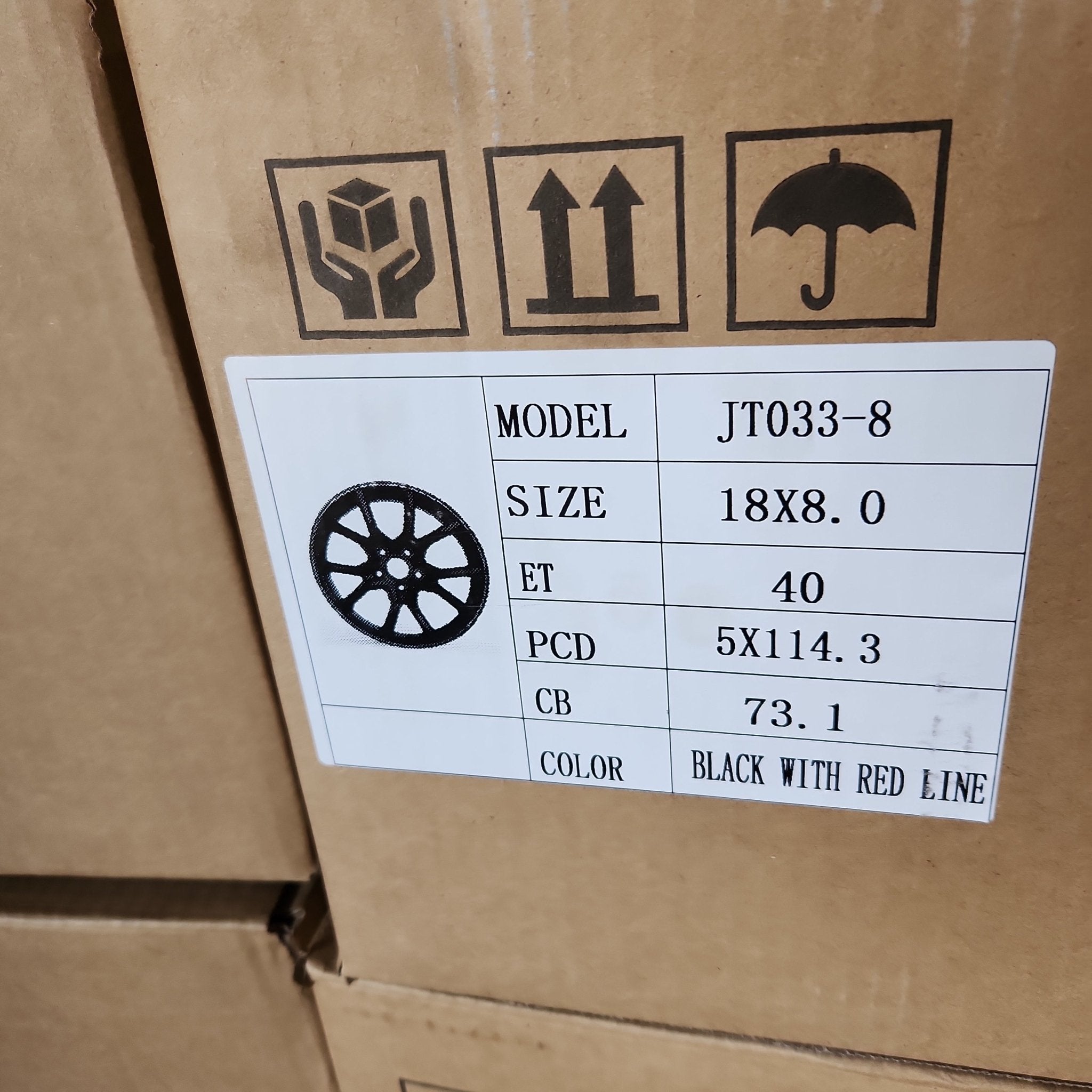 OE - JT033 - 6 18X8.0 5X114.3 PIANO BLACK + RED RING - Gun Hill Tire House (WTW - WHOLESALE TIRES & WHEELS)