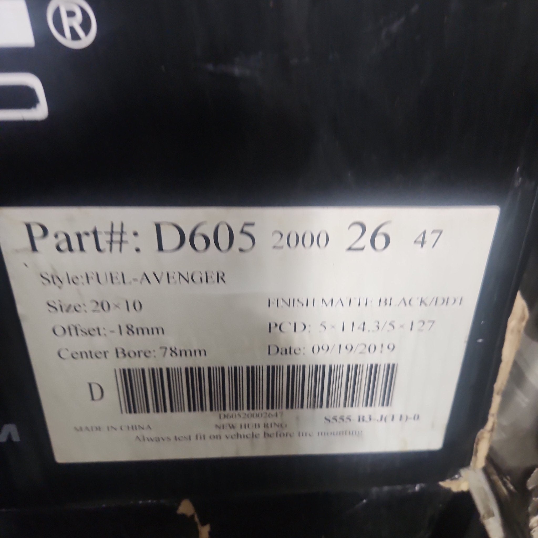 FUEL D605 20X10 5X114.3 5X127 MATTE BLACK - Gun Hill Tire House (WTW - WHOLESALE TIRES & WHEELS)