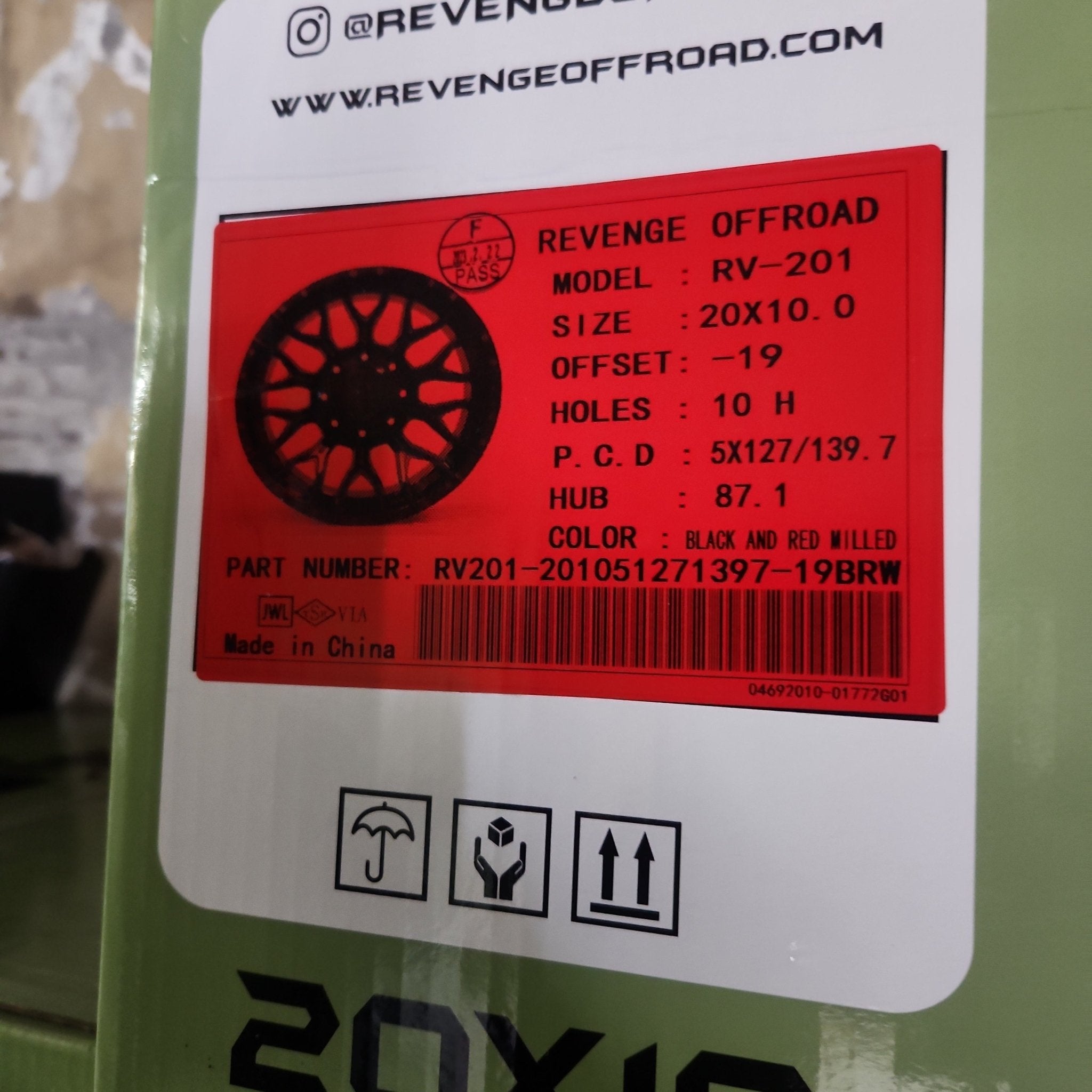 REVENGE RV - 201 20X10 5X127 5X139.7 BLACK AND RED MILLED - Gun Hill Tire House (WTW - WHOLESALE TIRES & WHEELS)