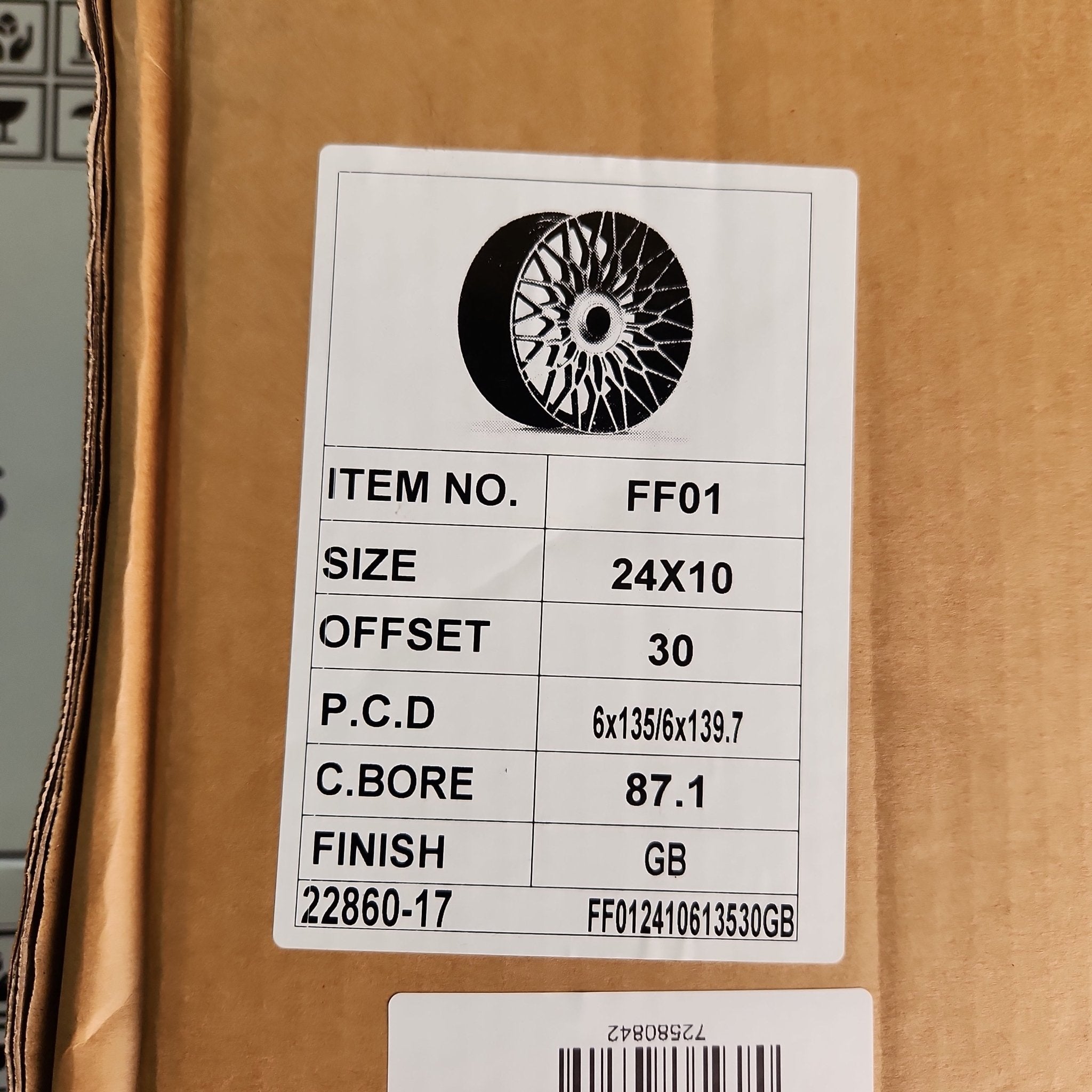 0369 OS FF - 1 24X10 6X135 6X139.7 FLOW FORGED PIANO BLACK BLACK WITH FLOATING CAP - Gun Hill Tire House (WTW - WHOLESALE TIRES & WHEELS)