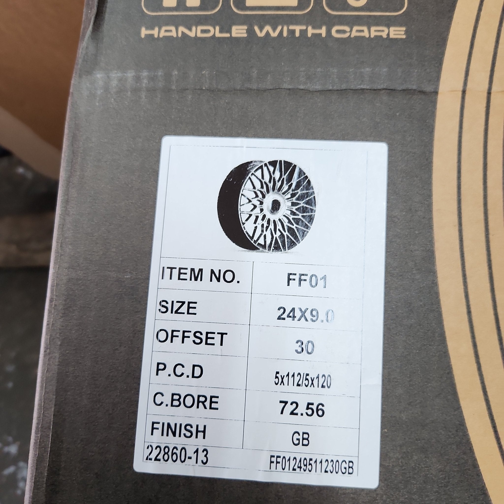 OE - 0369 OS FF - 1 24X9.0 5X112 5X114.3 5X120 FLOW FORGED GLOSS BLACK WITH BLACK FLOATING CAP - Gun Hill Tire House (WTW - WHOLESALE TIRES & WHEELS)