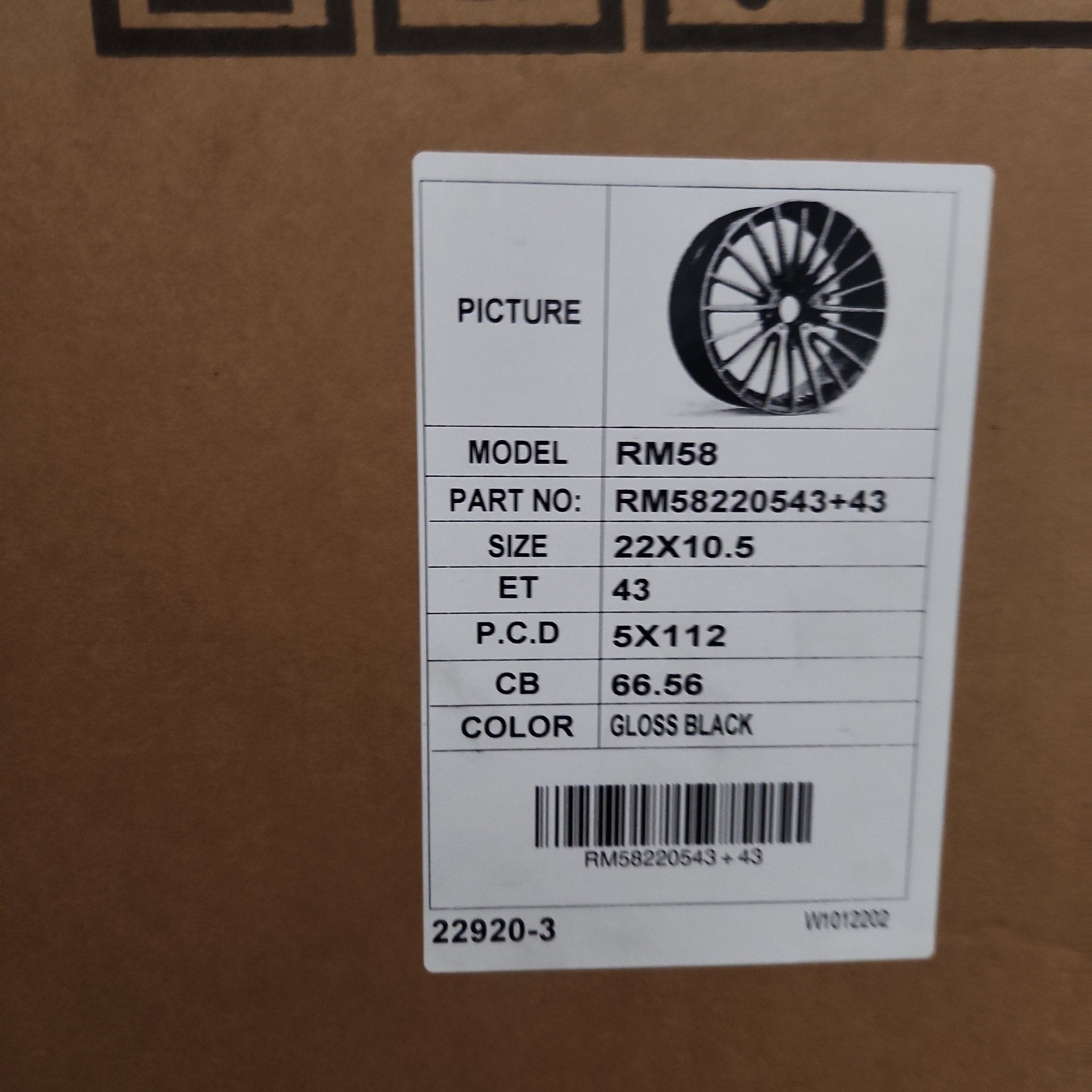 OE - 0235 RM58 22X10.5 5X112 PIANO BLACK - Gun Hill Tire House (WTW - WHOLESALE TIRES & WHEELS)