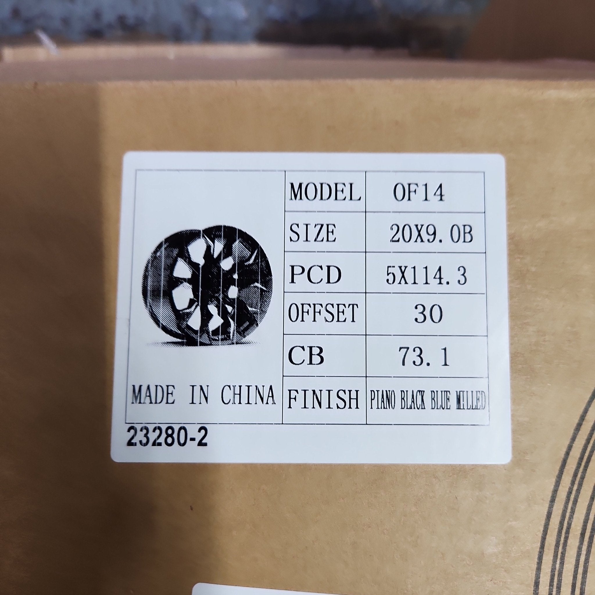 OF - 14 20X9.0 5X114.3 PIANO BLACK WITH BLUE MILLED - Gun Hill Tire House (WTW - WHOLESALE TIRES & WHEELS)