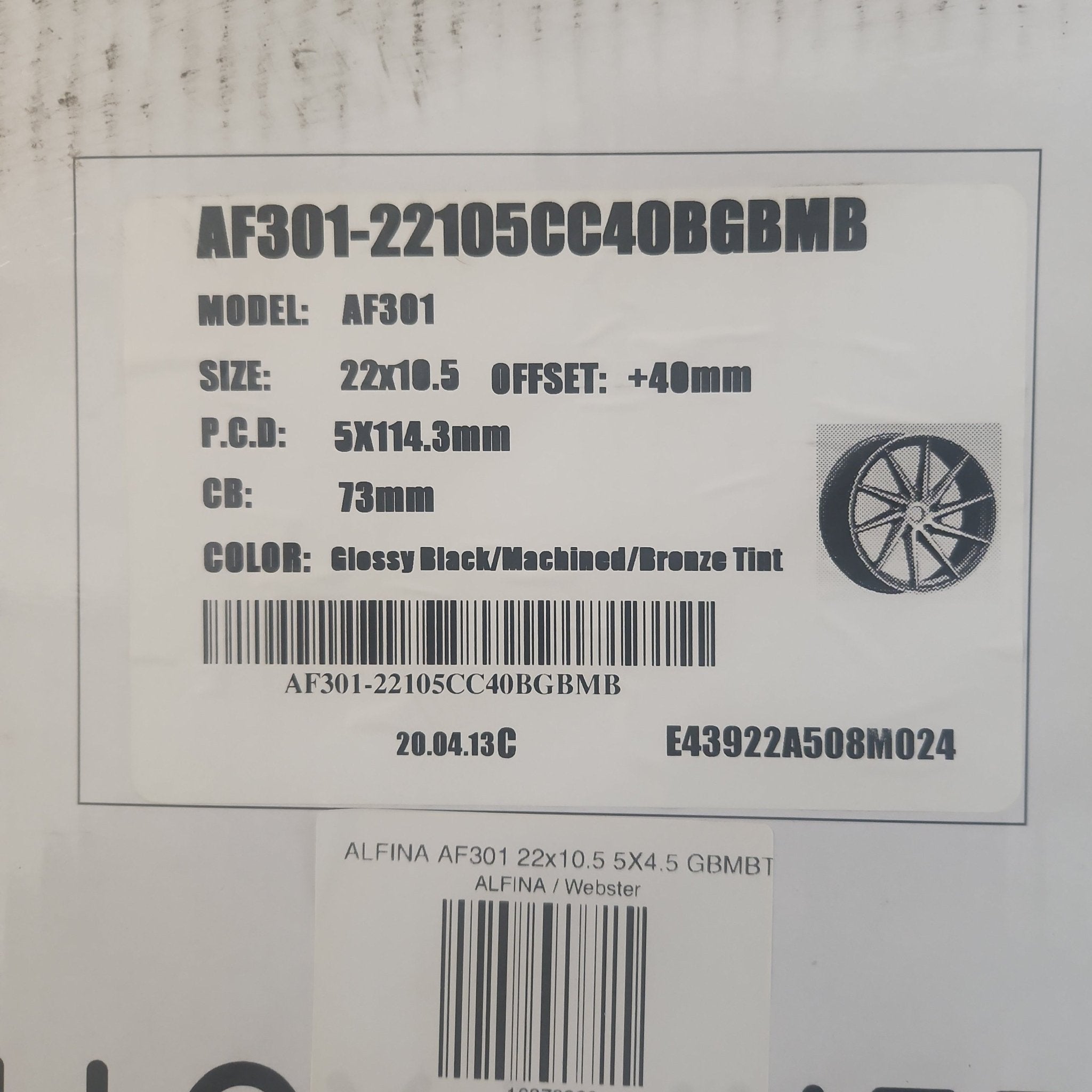 ALFINA AF301 22x10.5 5X4.5 GBMBT - Gun Hill Tire House (WTW - WHOLESALE TIRES & WHEELS)
