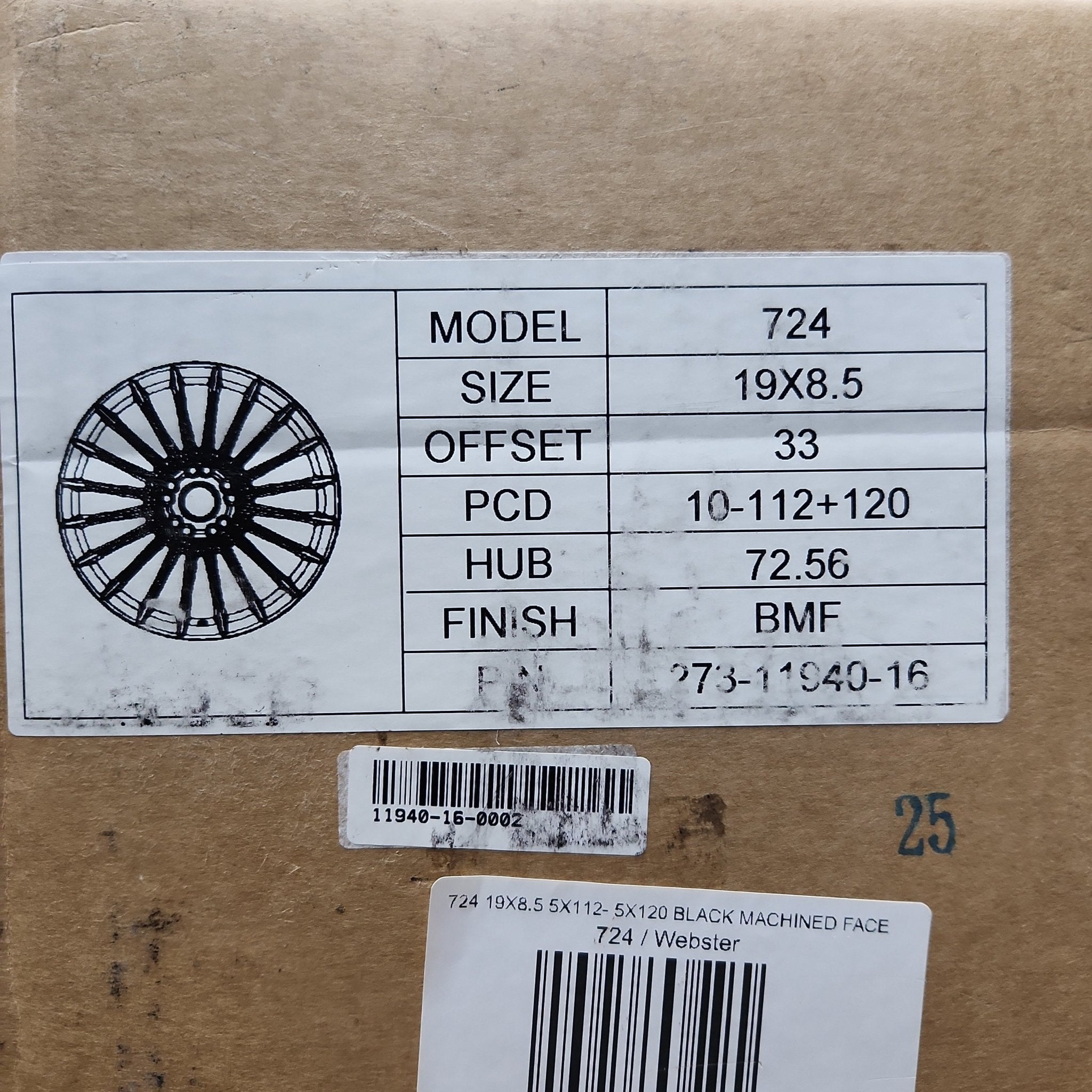 724 19X8.5 5X112 - 5X120 BLACK MACHINED FACE - Gun Hill Tire House (WTW - WHOLESALE TIRES & WHEELS)