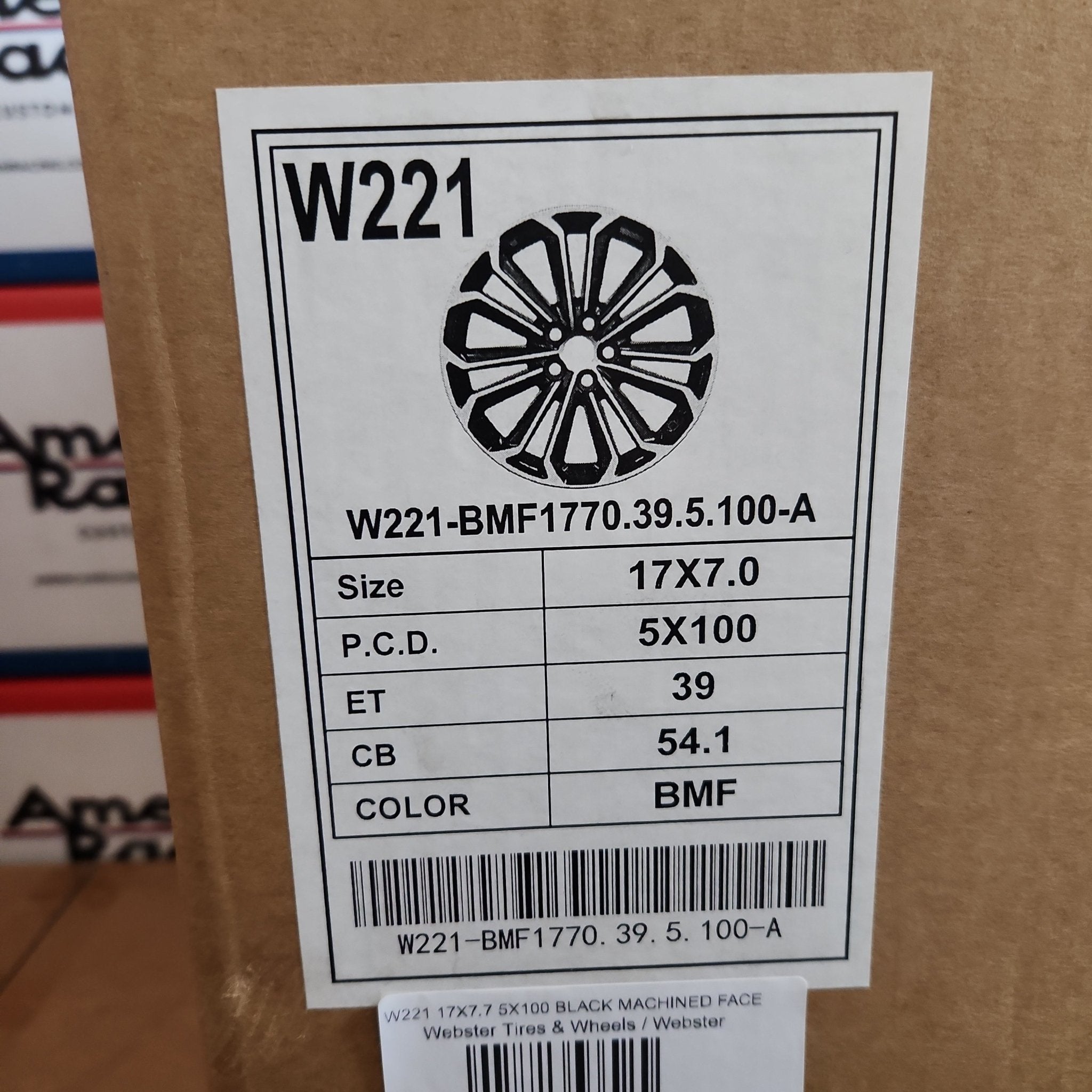 W221 17x7.7 5x100 BLACK MACHINED FACE - Gun Hill Tire House (WTW - WHOLESALE TIRES & WHEELS)