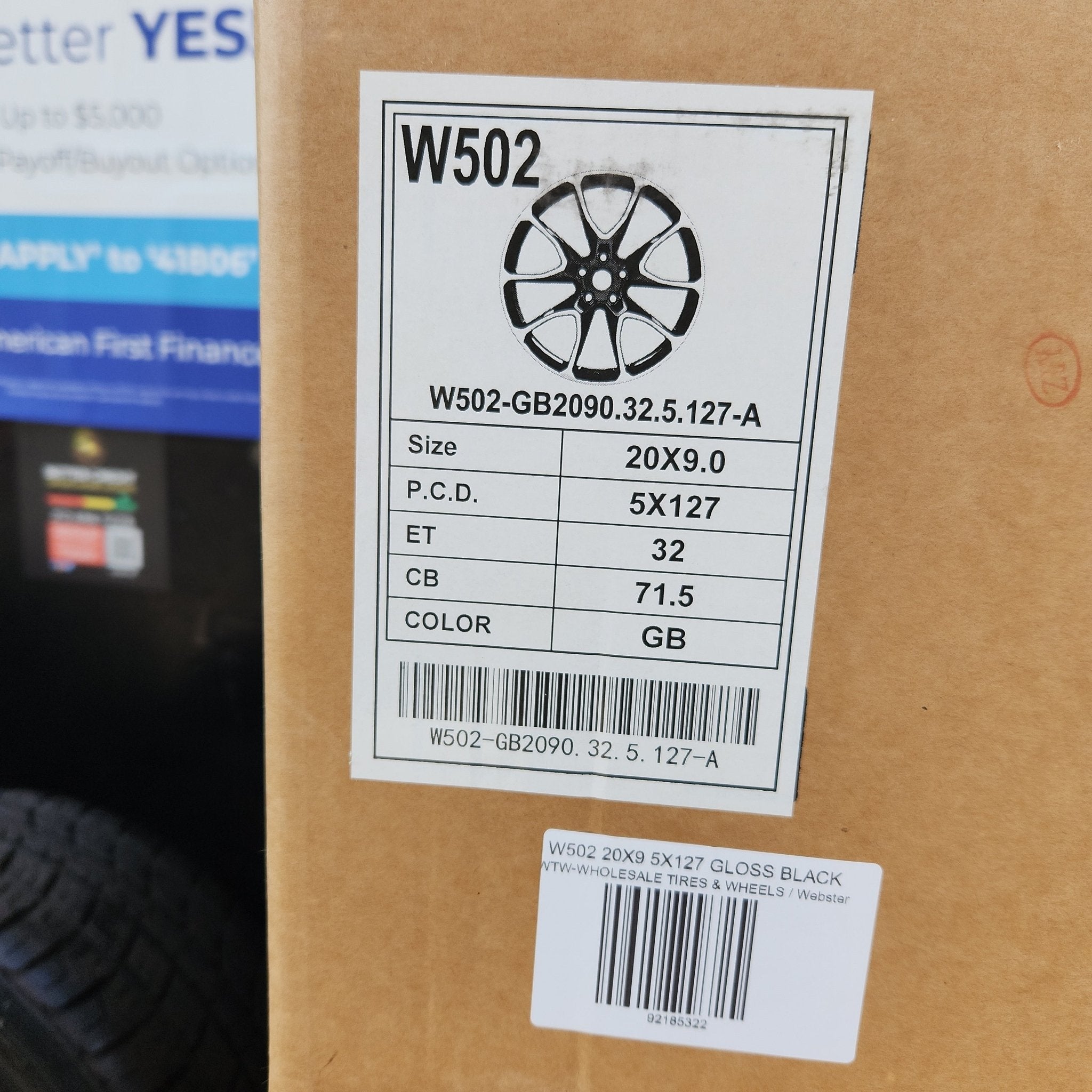 W502 20x9 5x127 GLOSS BLACK - Gun Hill Tire House (WTW - WHOLESALE TIRES & WHEELS)