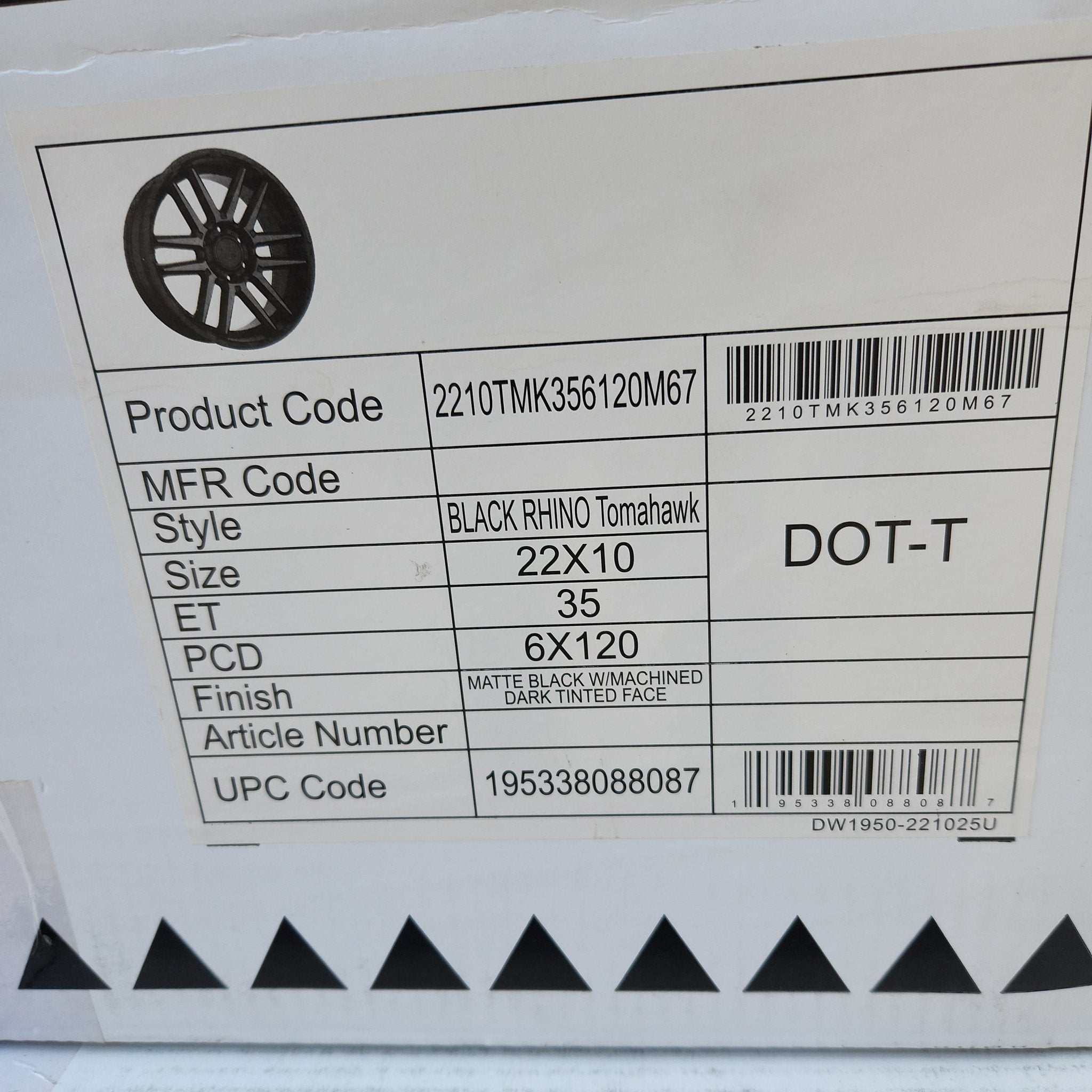 BLACK RHINO TOMAHAWK 22X10 6X120 MATTE BLACK W/MACHINED DARK TINTED FACE - Gun Hill Tire House (WTW - WHOLESALE TIRES & WHEELS)