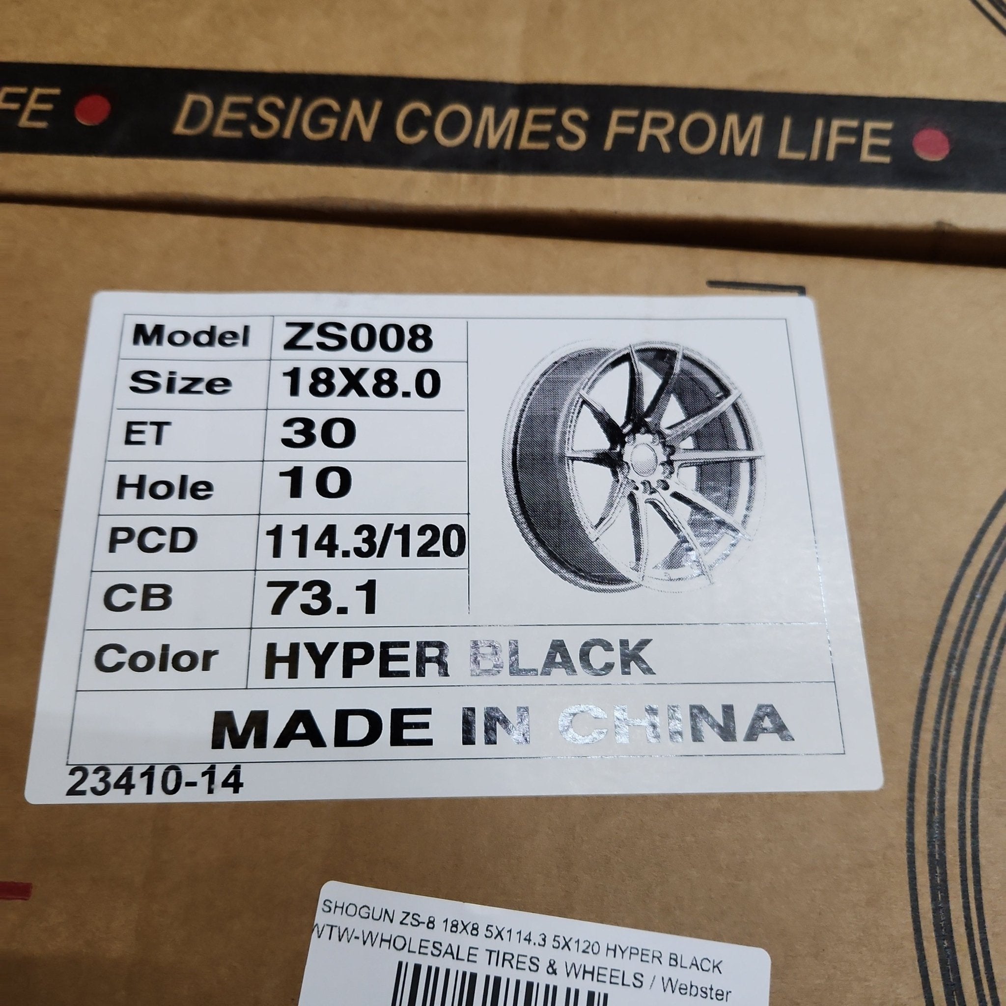 SHOGUN ZS - 8 18X8 5X114.3 5X120 HYPER BLACK - Gun Hill Tire House (WTW - WHOLESALE TIRES & WHEELS)