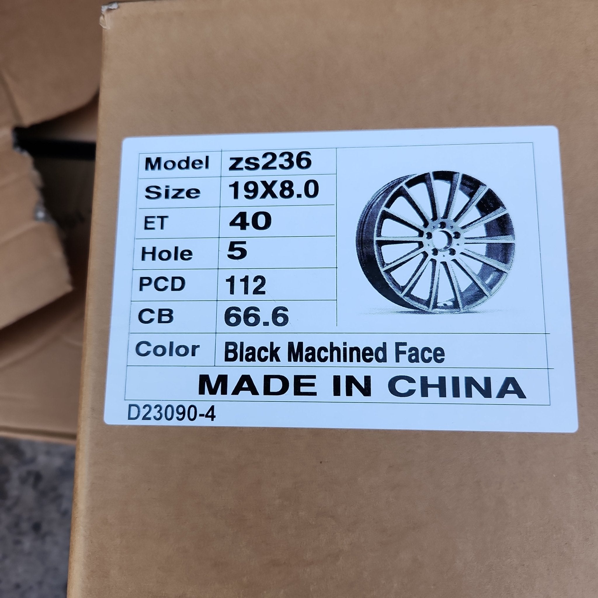 OE - 0236 ZS236 19X8 5X112 BLAC MACHINED FACE - Gun Hill Tire House (WTW - WHOLESALE TIRES & WHEELS)