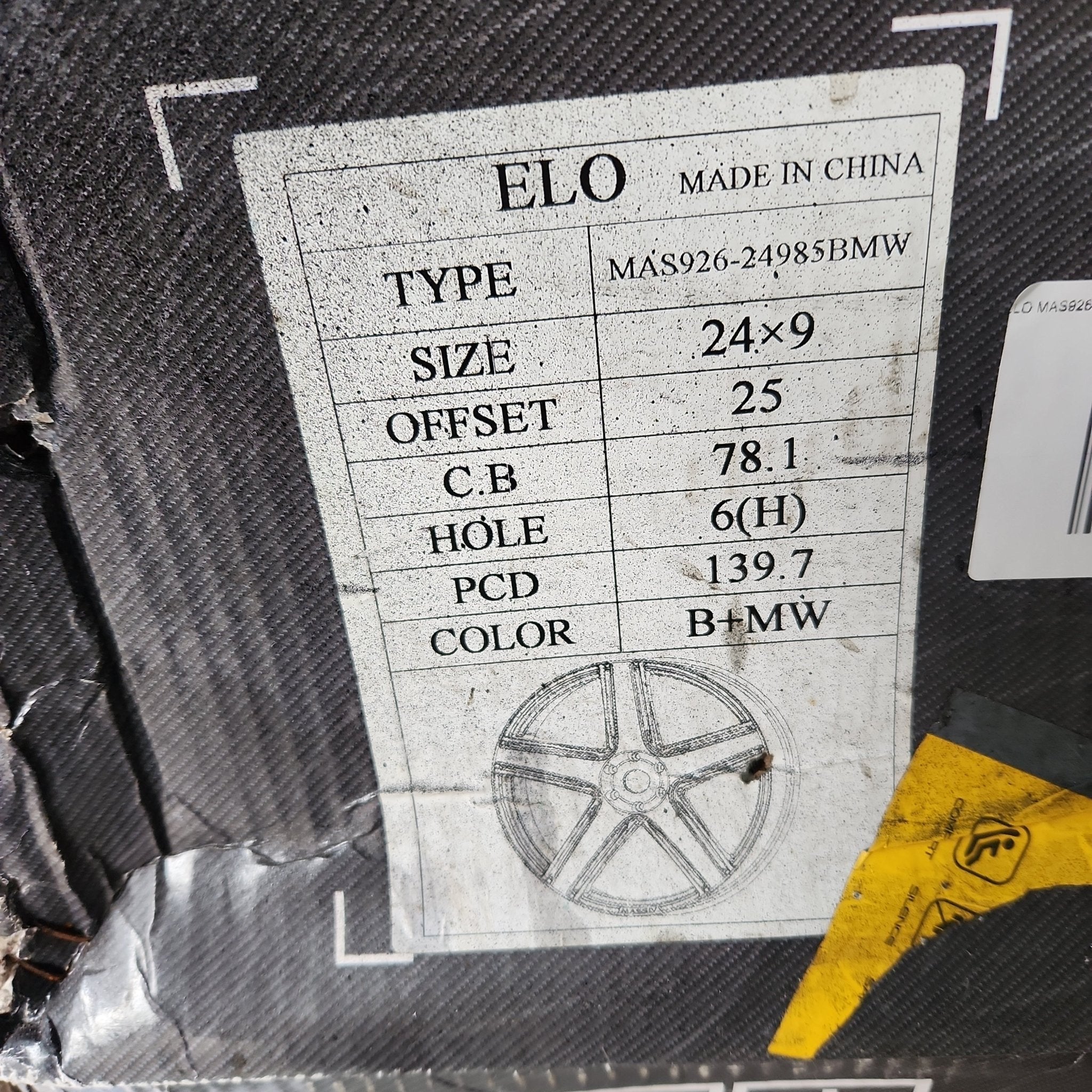 ELO MAS926 - 24985BMW 24X9 6X139.7 BLACK AND MILLED CLASSICO - Gun Hill Tire House (WTW - WHOLESALE TIRES & WHEELS)