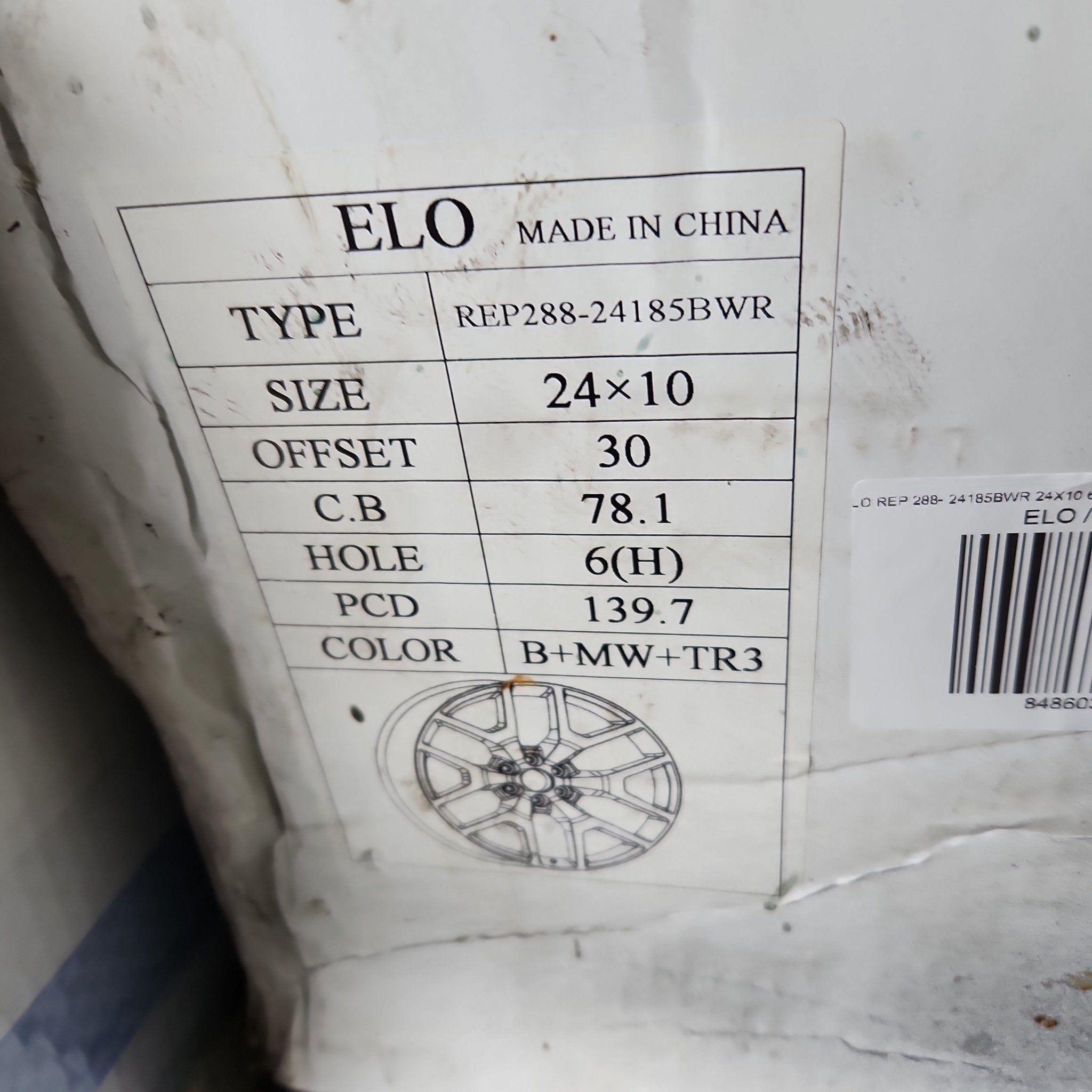 ELO REP 288 - 24185BWR 24X10 6X139.7 BLACK WITH RED MILLED TR3 - Gun Hill Tire House (WTW - WHOLESALE TIRES & WHEELS)