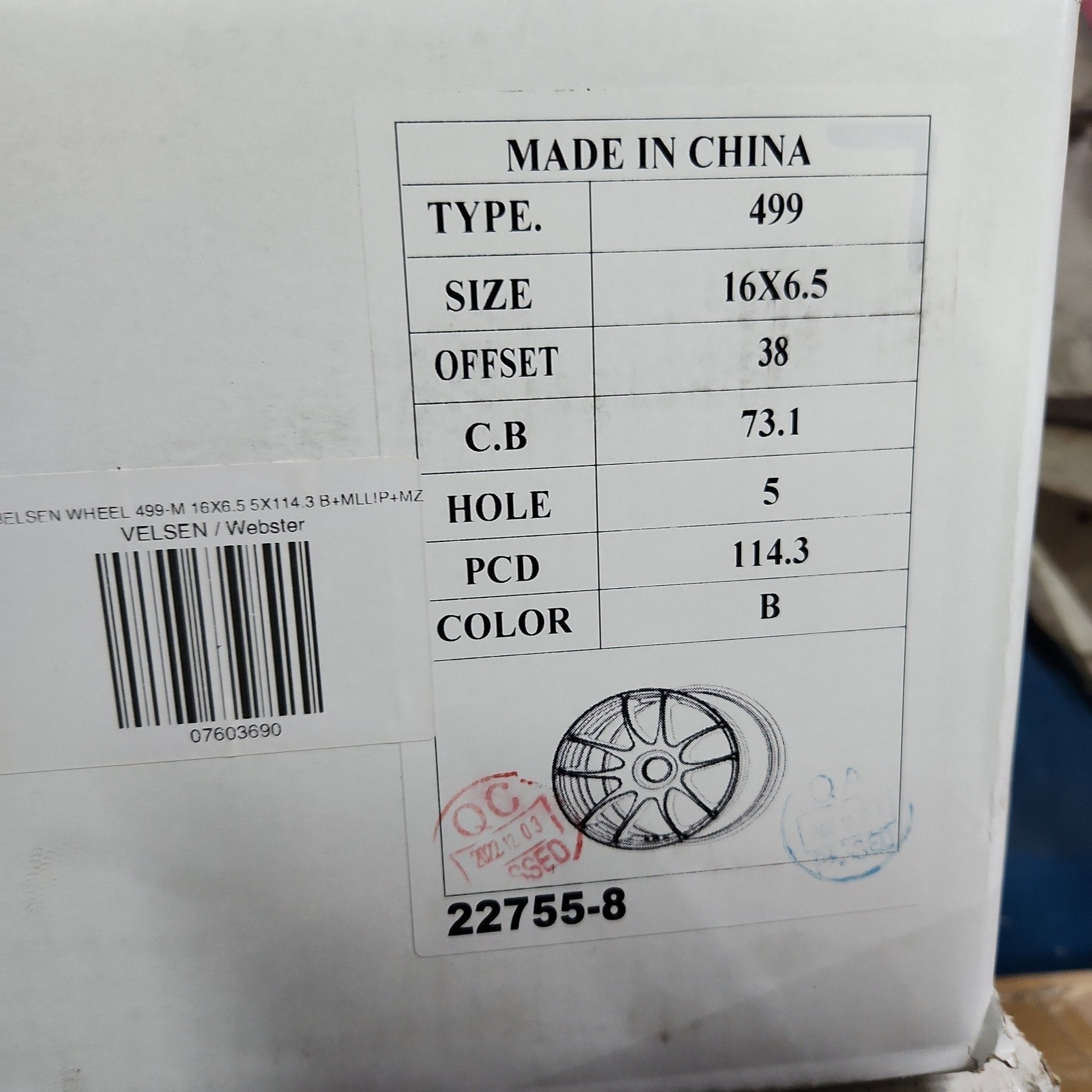 VELSEN 499 - M WHEELS 16X6.5 5X114.3 BLACK - Gun Hill Tire House (WTW - WHOLESALE TIRES & WHEELS)