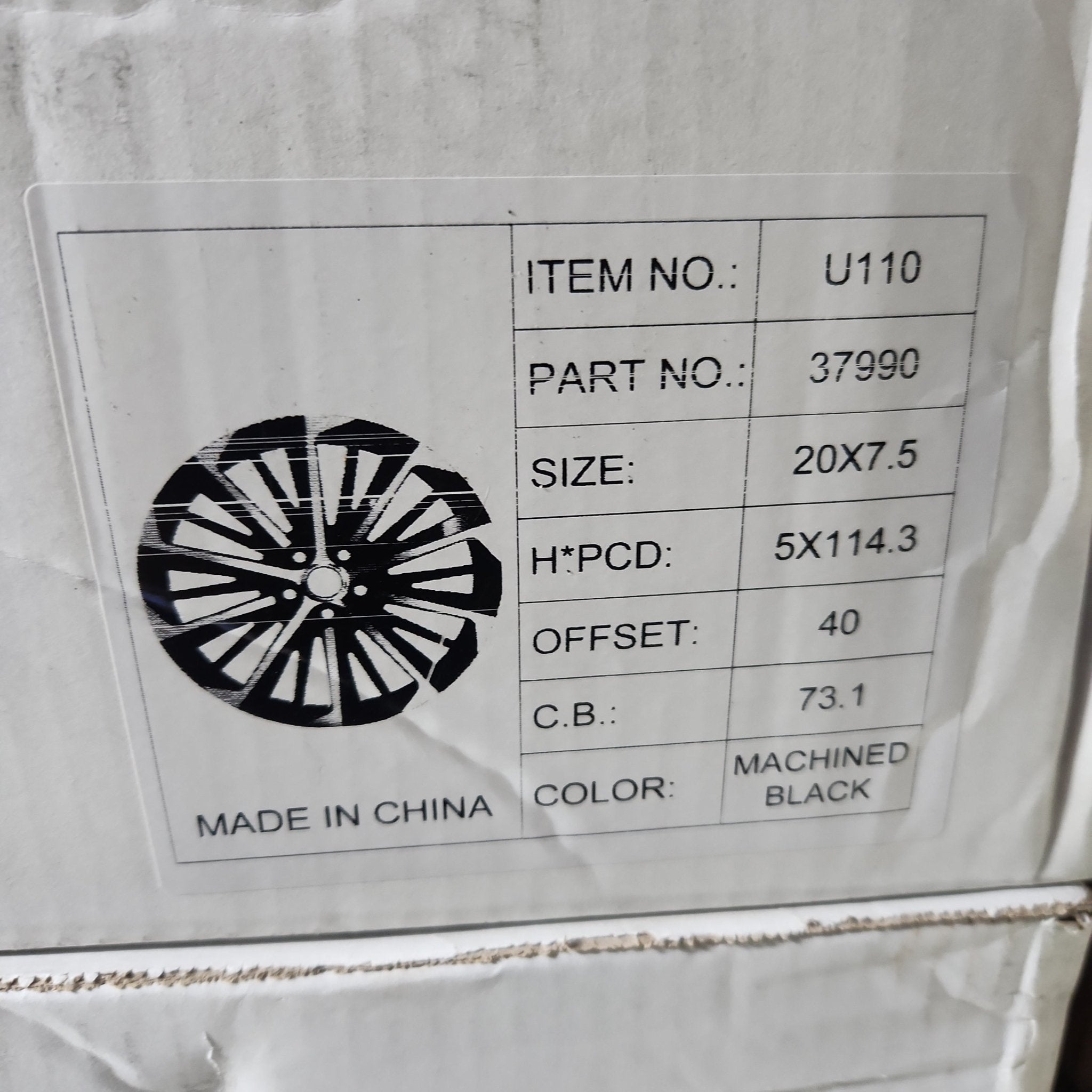 U110 WHEELS 20x7.5 5x114.3 BLACK MACHINED FACE - Gun Hill Tire House (WTW - WHOLESALE TIRES & WHEELS)