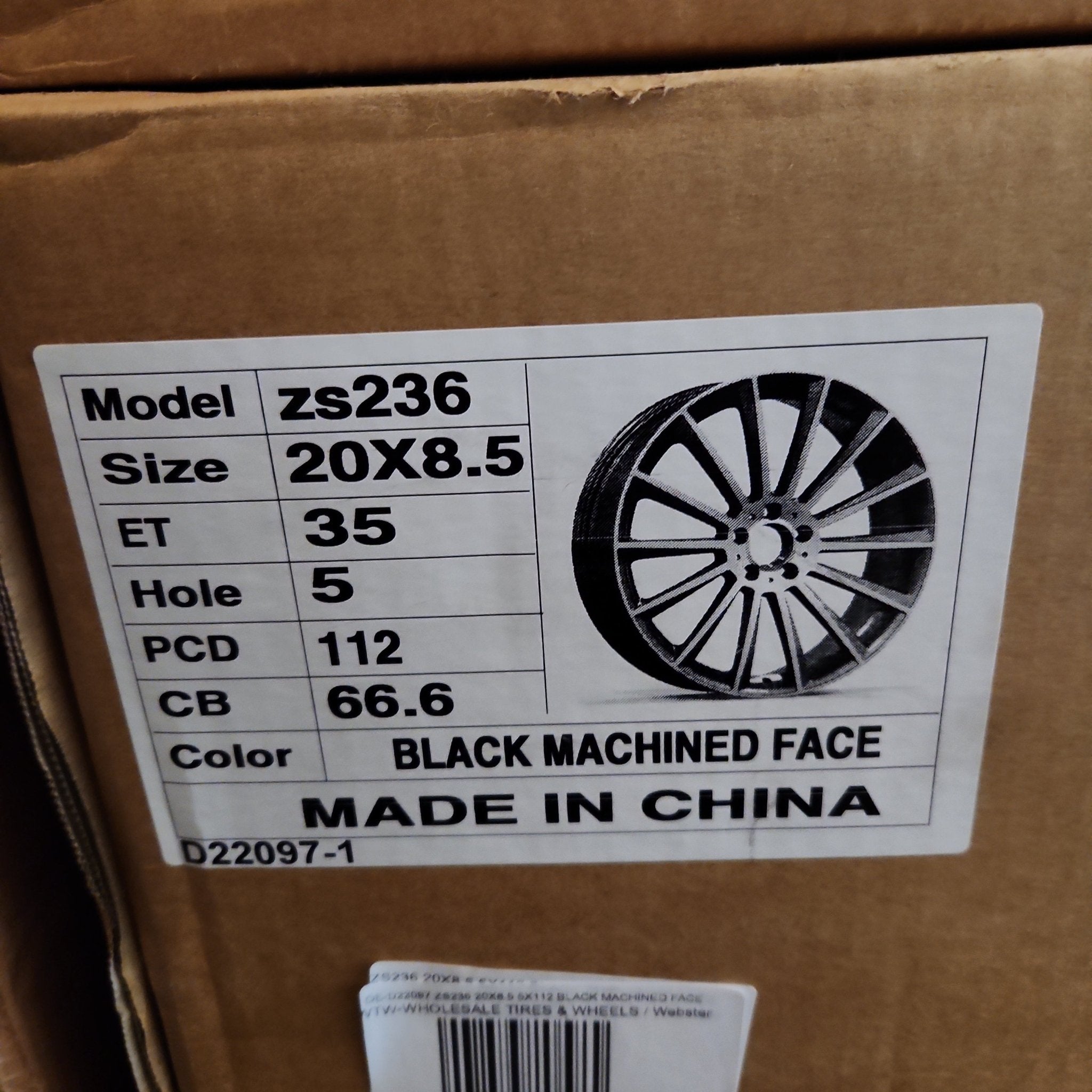 OE - D22097 ZS236 20X8.5 5X112 BLACK MACHINED FACE - Gun Hill Tire House (WTW - WHOLESALE TIRES & WHEELS)