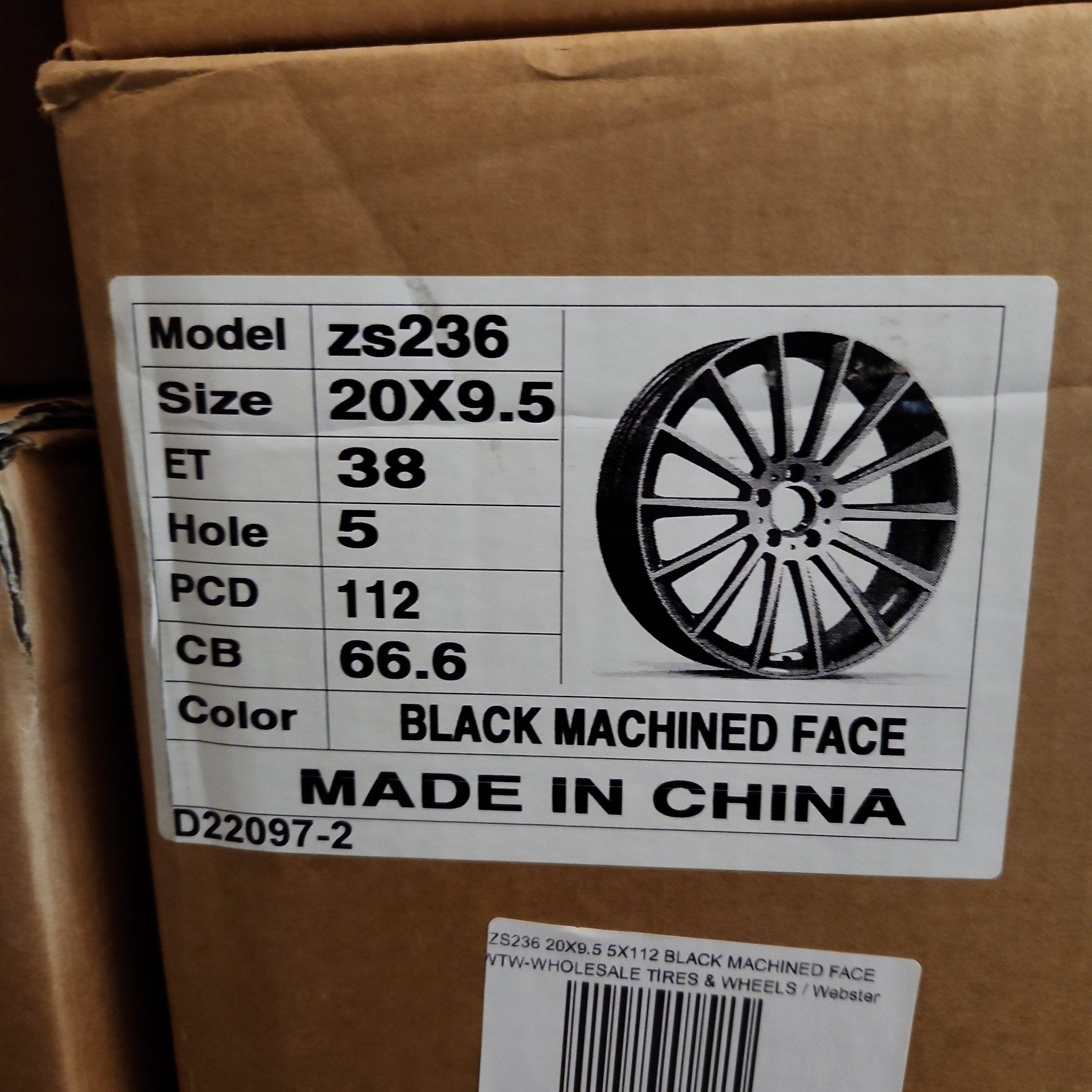 OE - D22097 ZS236 20X9.5 5X112 BLACK MACHINED FACE - Gun Hill Tire House (WTW - WHOLESALE TIRES & WHEELS)