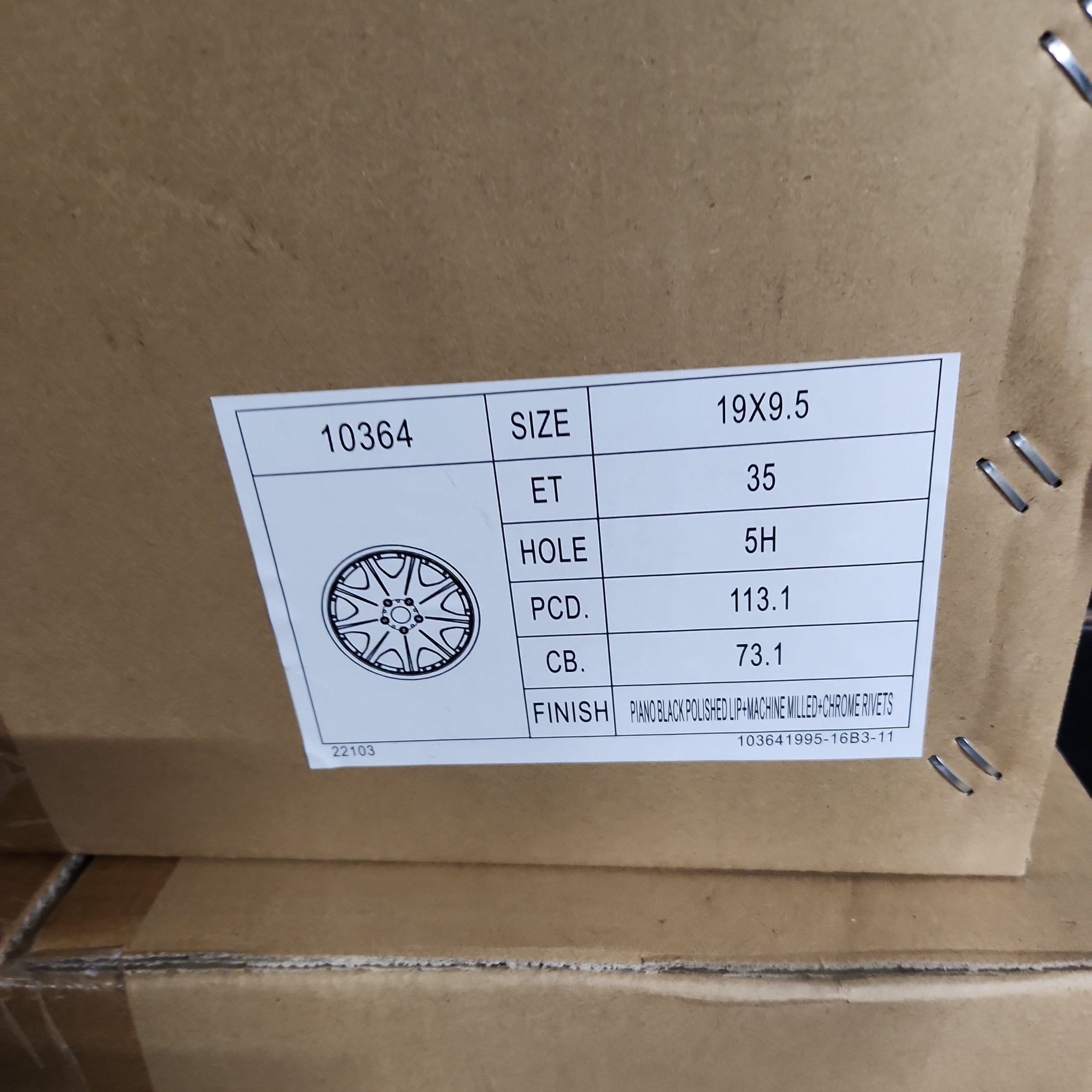 OE - 10364 19x9.5 5x112 5X114.3 GLOSS BLACK MACHINED MILLED AND LIP CHROME RIVET - Gun Hill Tire House (WTW - WHOLESALE TIRES & WHEELS)