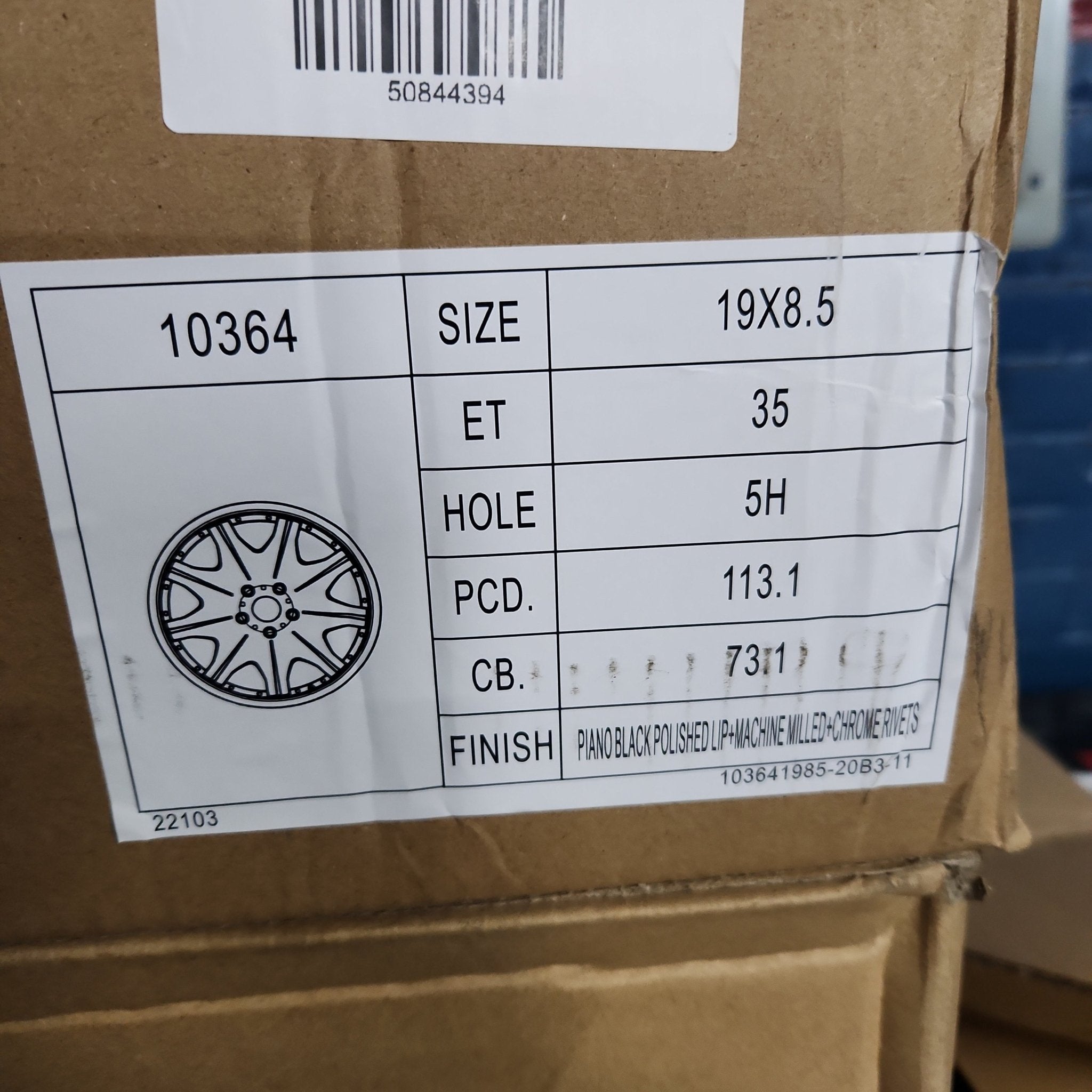 OE - 10364 19x8.5 5x112 5X114.3 GLOSS BLACK MACHINED MILLED AND LIP CHROME RIVET - Gun Hill Tire House (WTW - WHOLESALE TIRES & WHEELS)