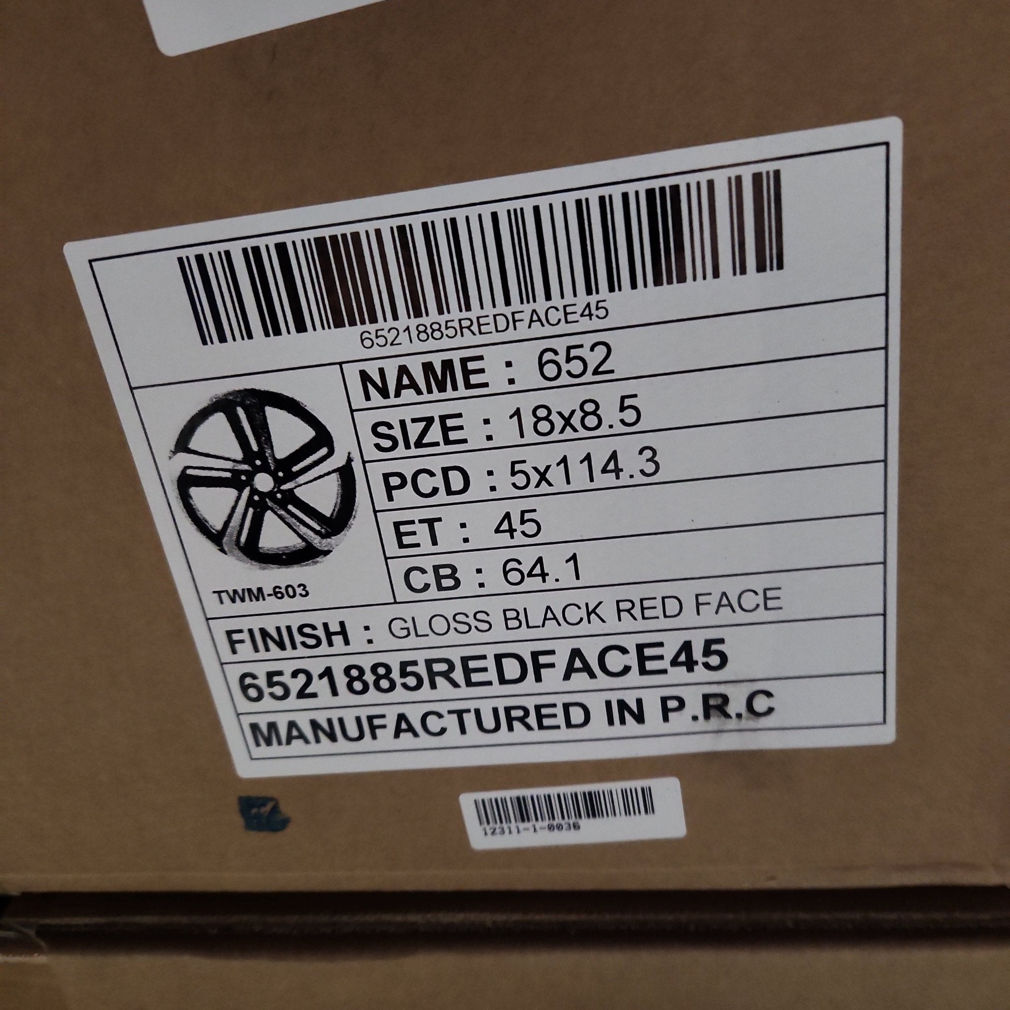 GWG 652 W315 18x8.5 5x114.3 GLOSS BLACK RED FACE. - Gun Hill Tire House (WTW - WHOLESALE TIRES & WHEELS)