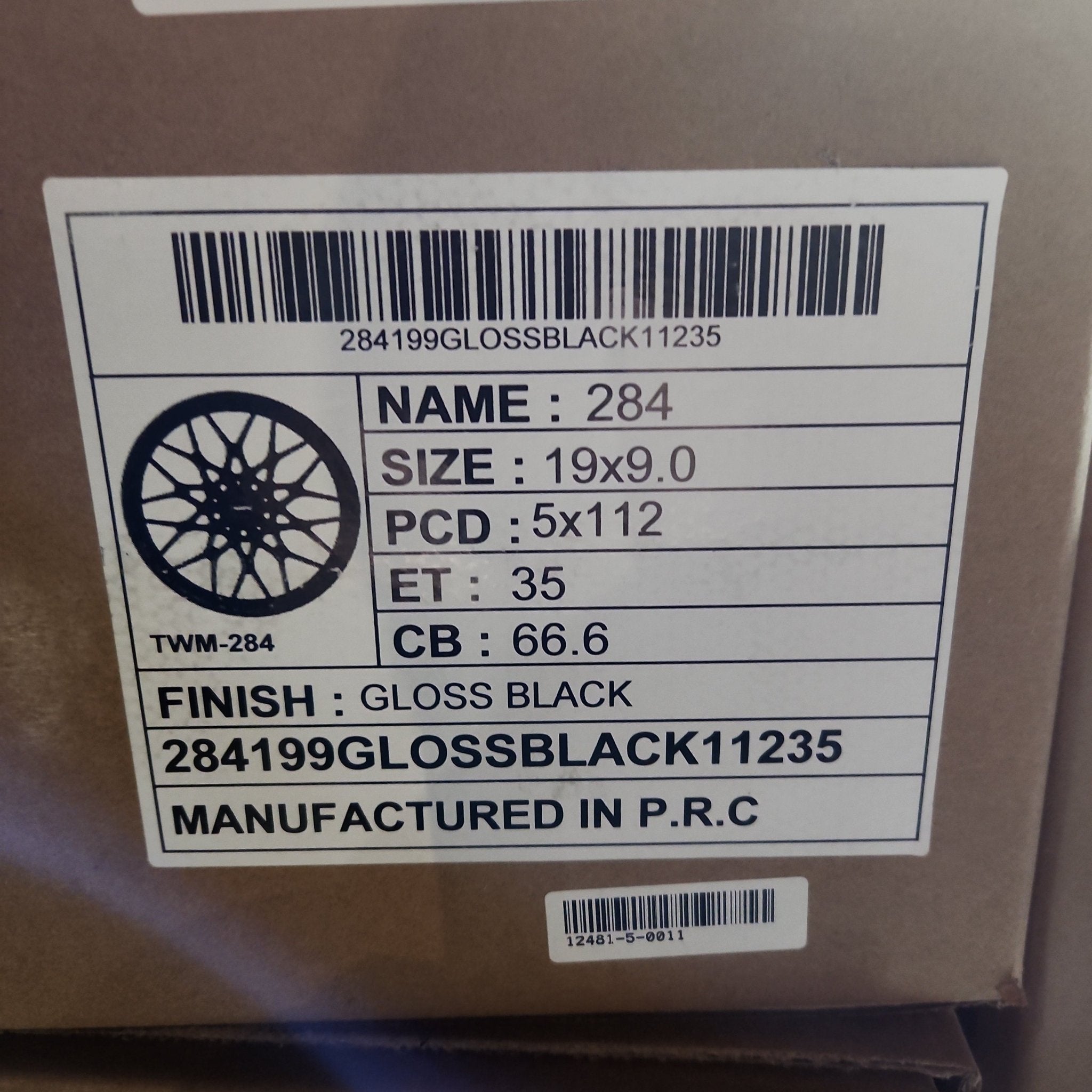 GWG 284 19x9.0 5x112 GLOSS BLACK - Gun Hill Tire House (WTW - WHOLESALE TIRES & WHEELS)