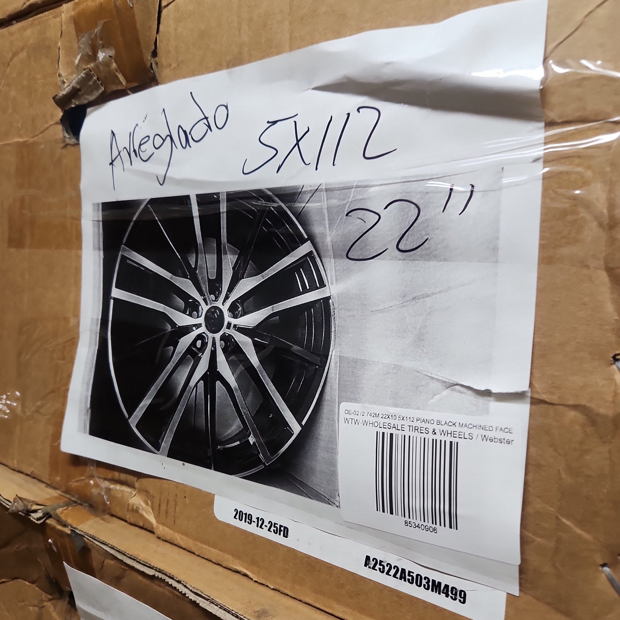 W726 OE - 0212 742M 22X10.5 5X112 PIANO BLACK MACHINED FACE - Gun Hill Tire House (WTW - WHOLESALE TIRES & WHEELS)